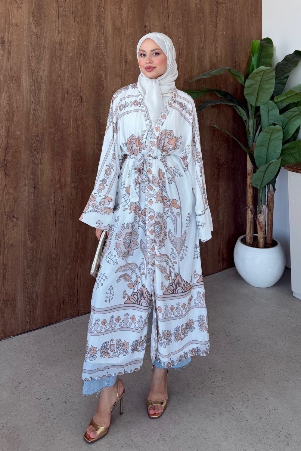 Bohem Esintili Kimono Hardal 10078 