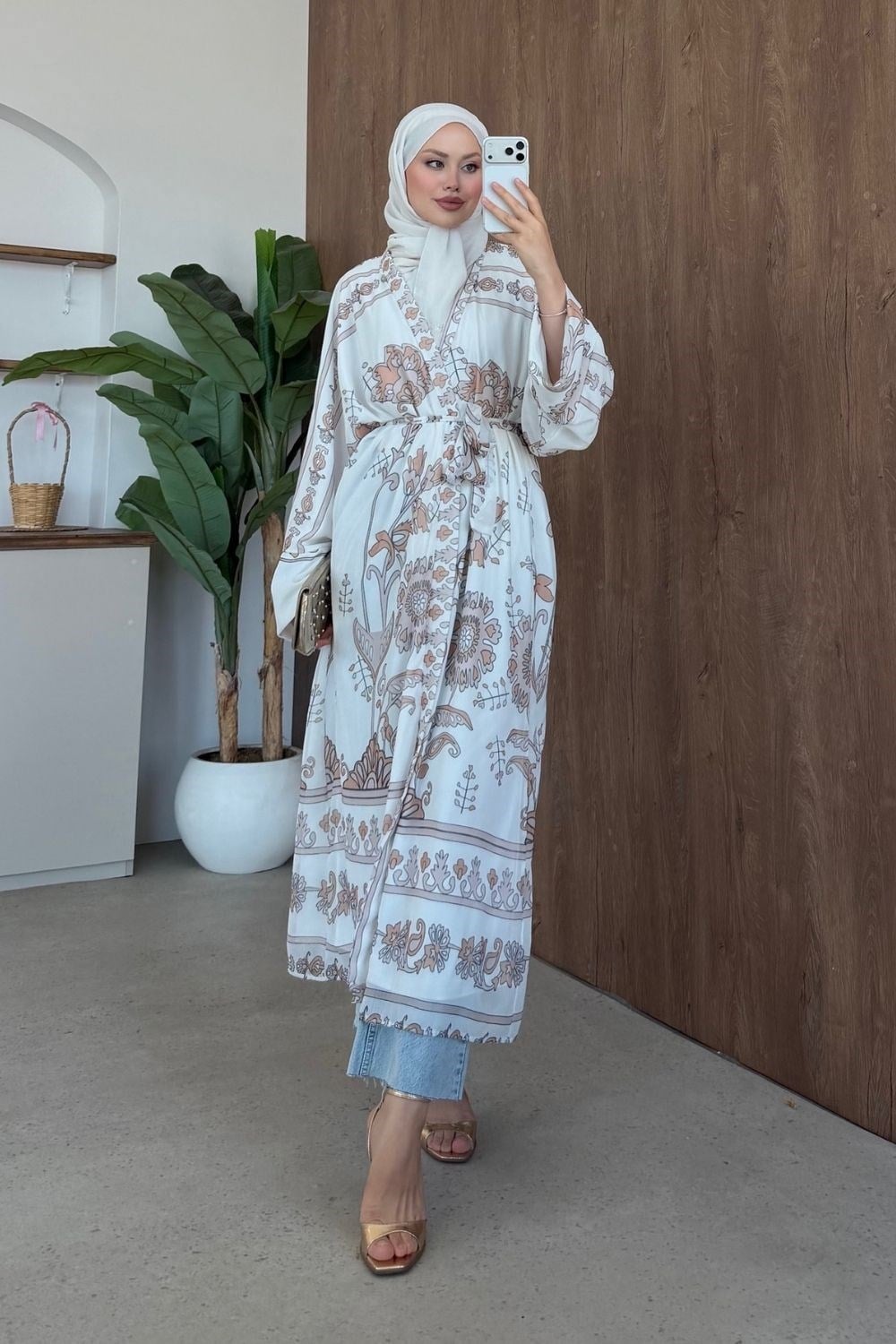 Bohem Esintili Kimono Hardal 10078 