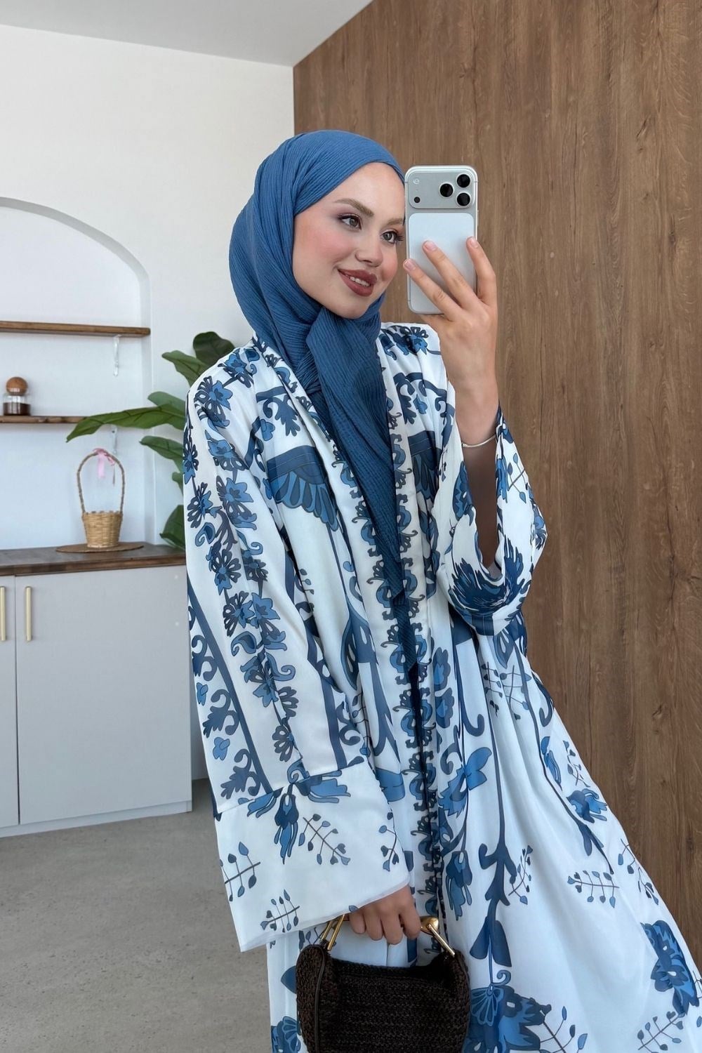 Bohem Esintili Kimono Lacivert 10078 