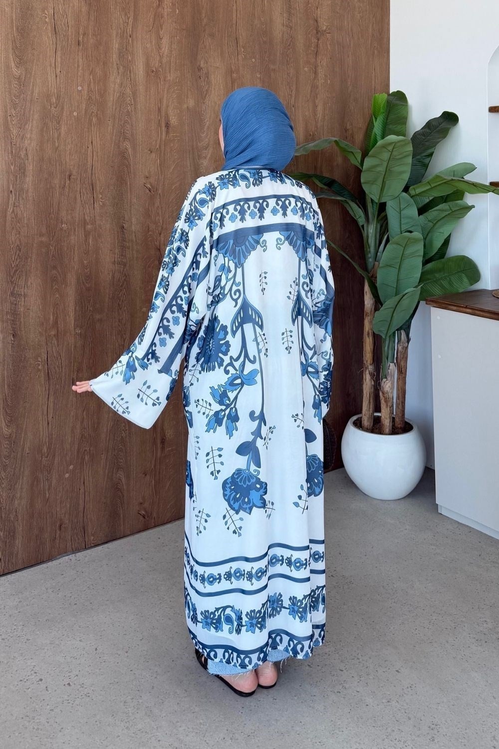 Bohem Esintili Kimono Lacivert 10078 