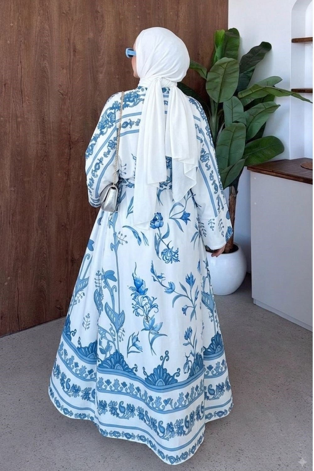 Bohem Esintili Kimono Mavi 10078 