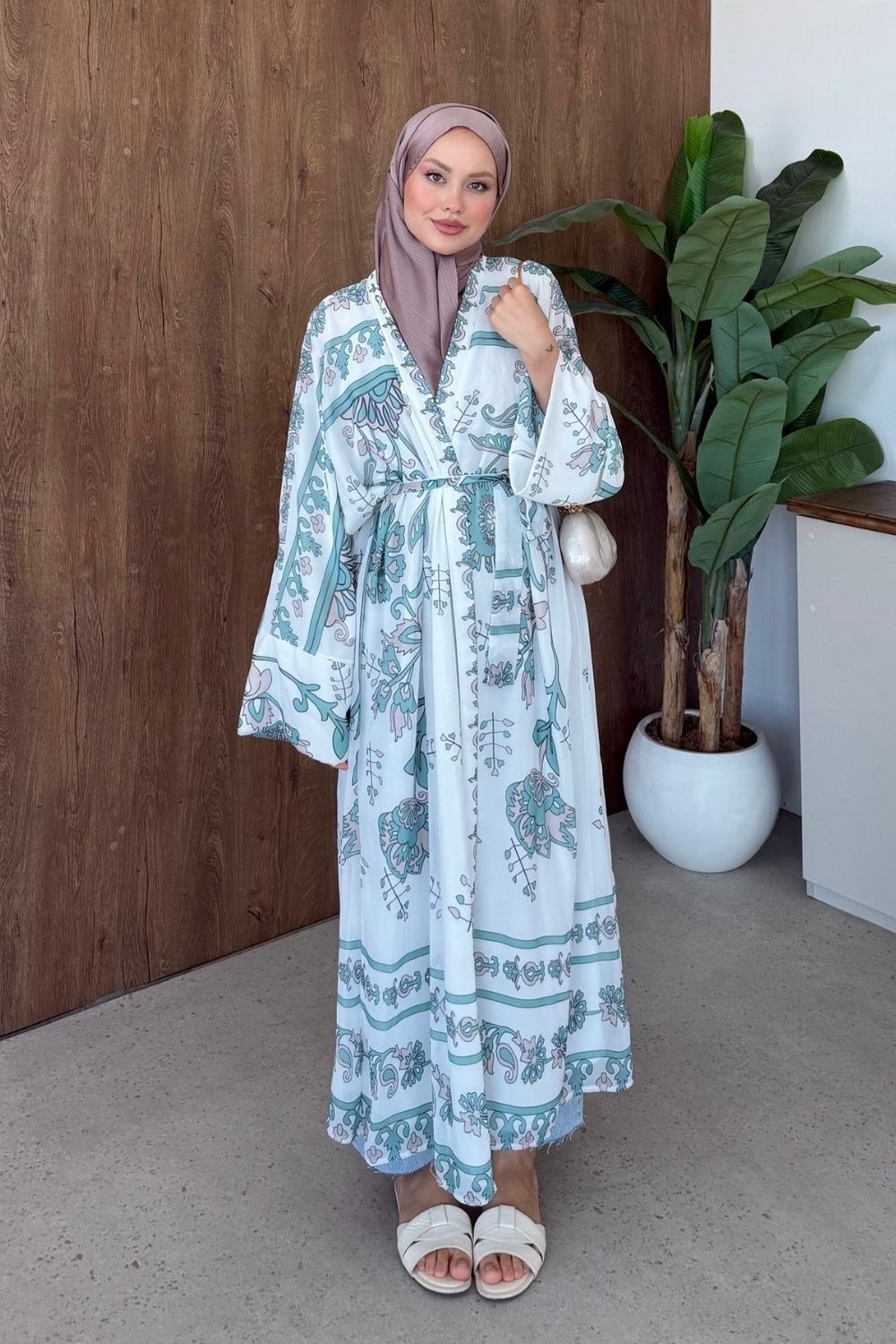 Bohem Esintili Kimono Mint 10078 