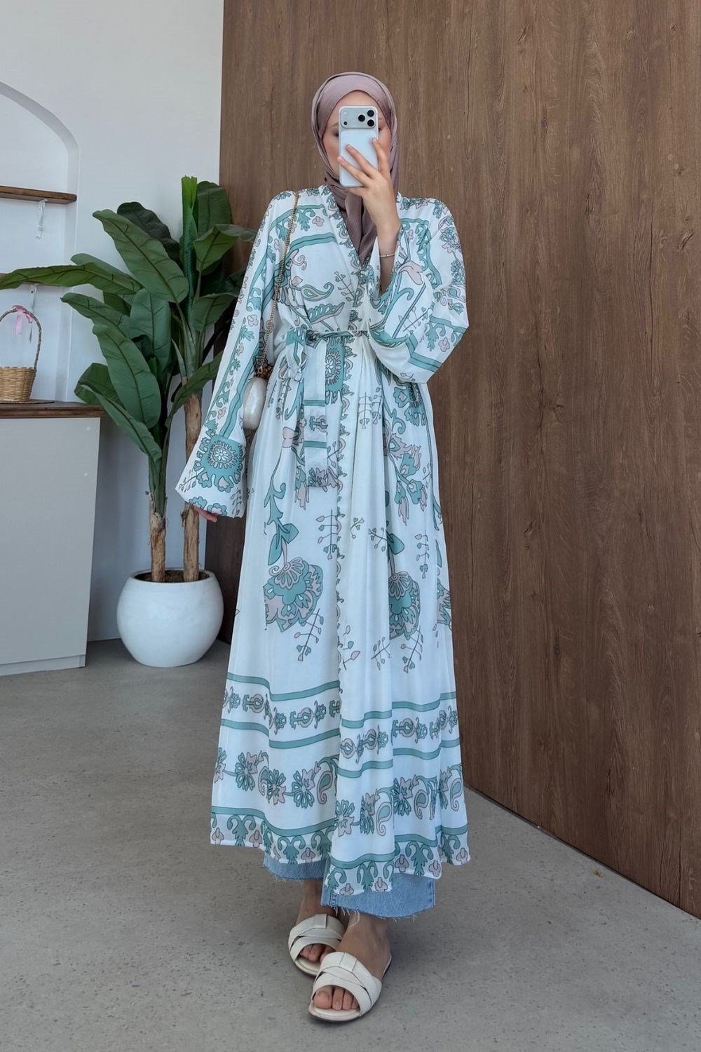 Bohem Esintili Kimono Mint 10078 
