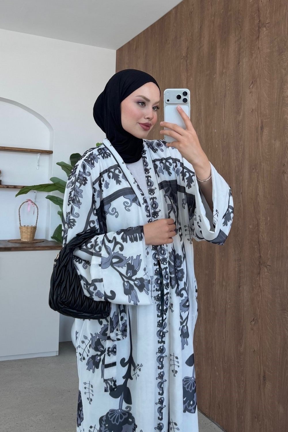 Bohem Esintili Kimono Siyah 10078 