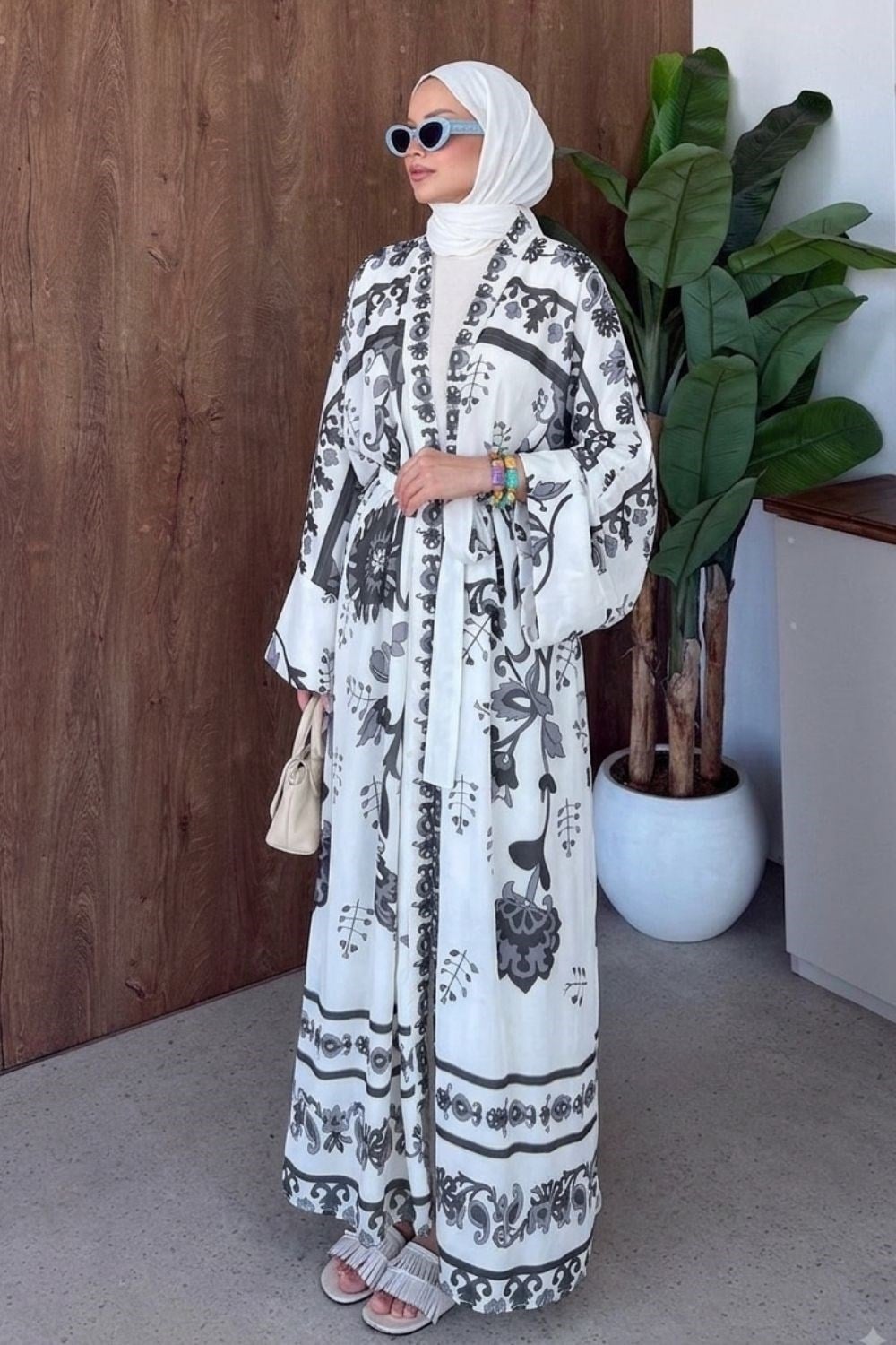 Bohem Esintili Kimono Siyah 10078 