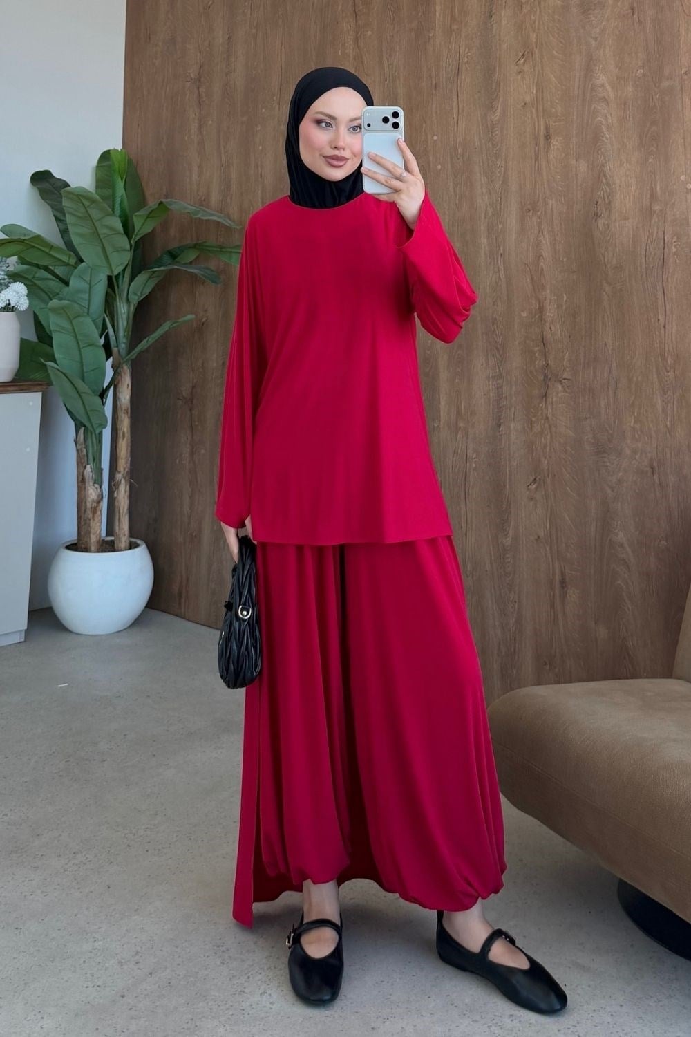 Yasmine Sandy Takım Kırmızı 10079 