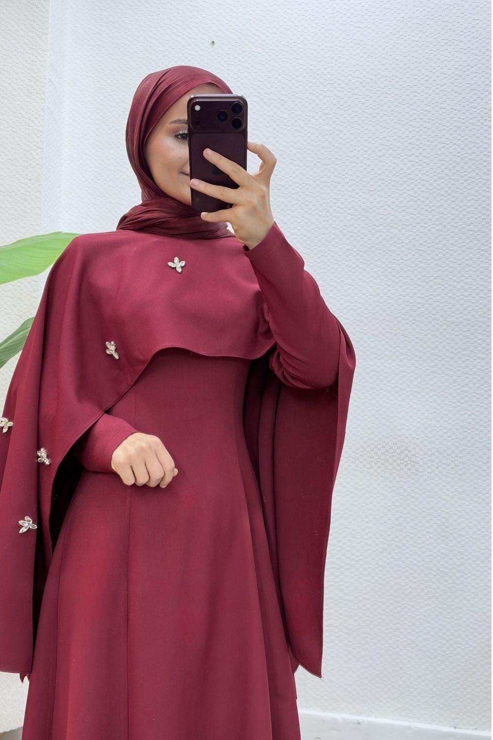 Şehnaz Şallı Abiye Bordo 10085 