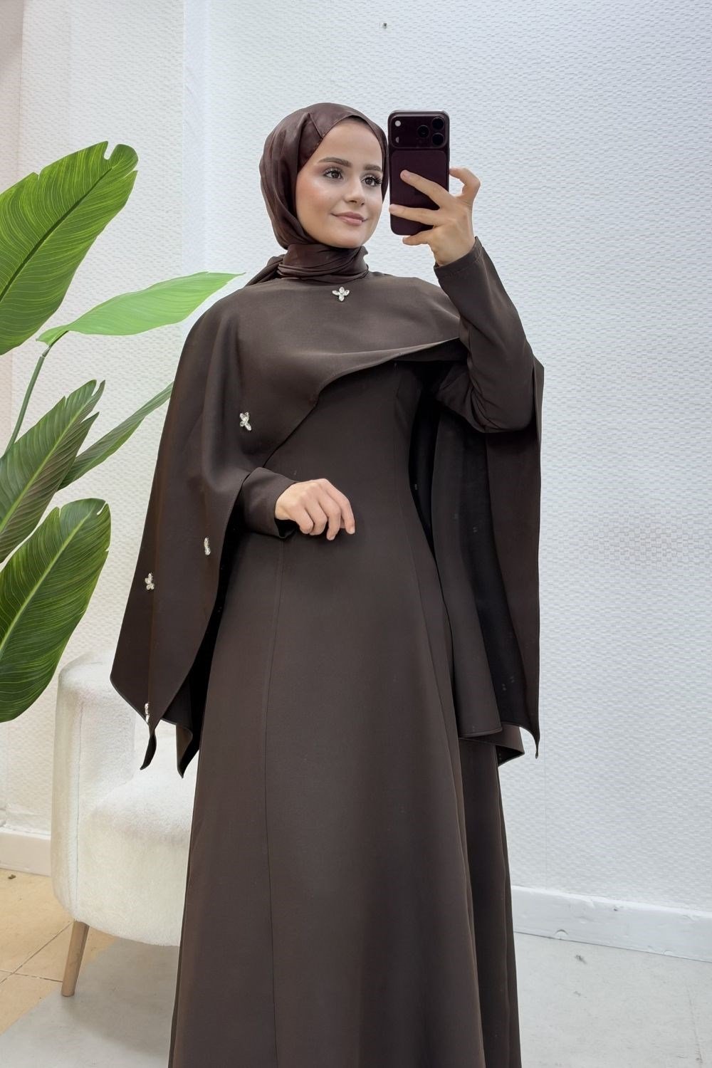 Şehnaz Şallı Abiye Kahverengi 10085 