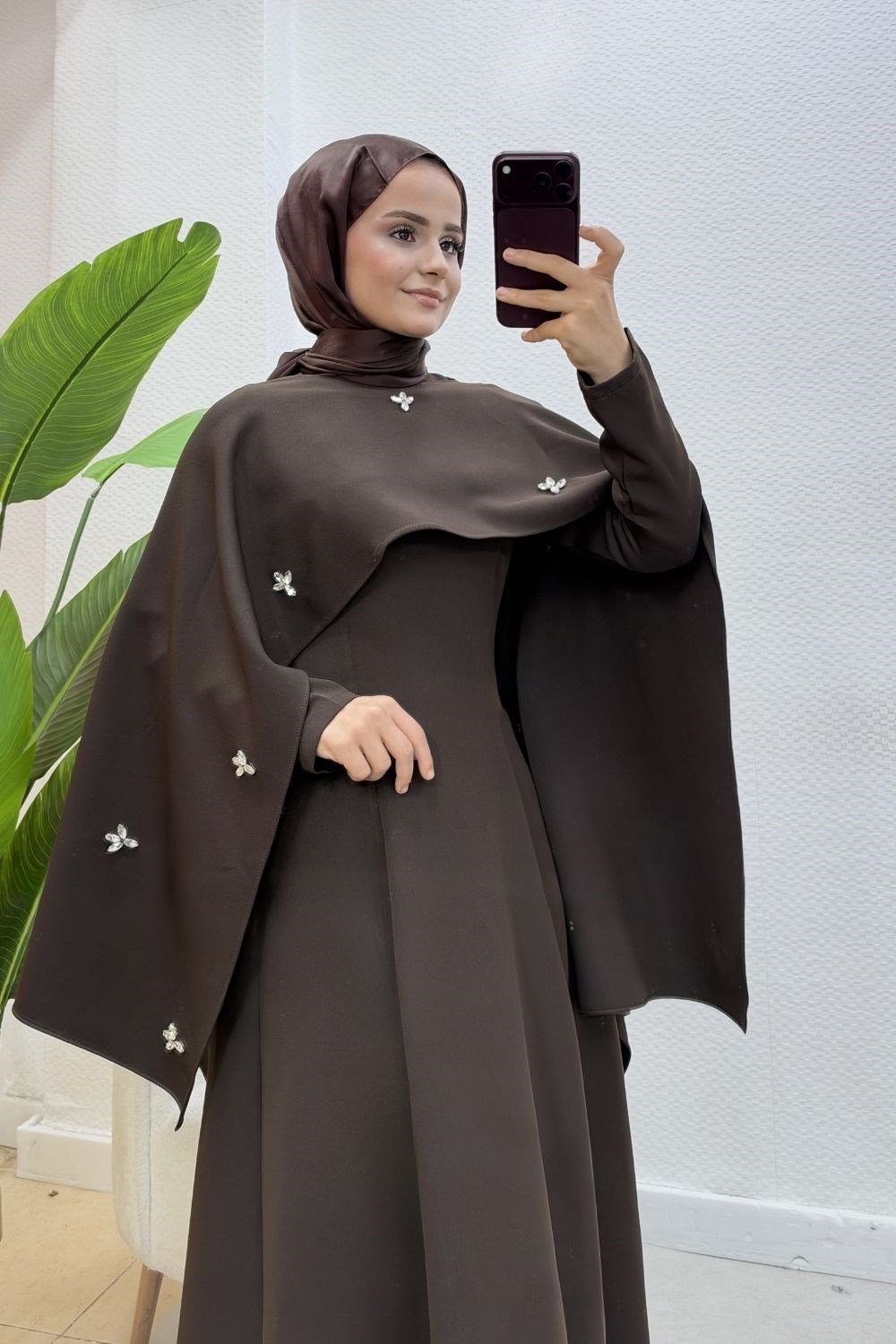 Şehnaz Şallı Abiye Kahverengi 10085 