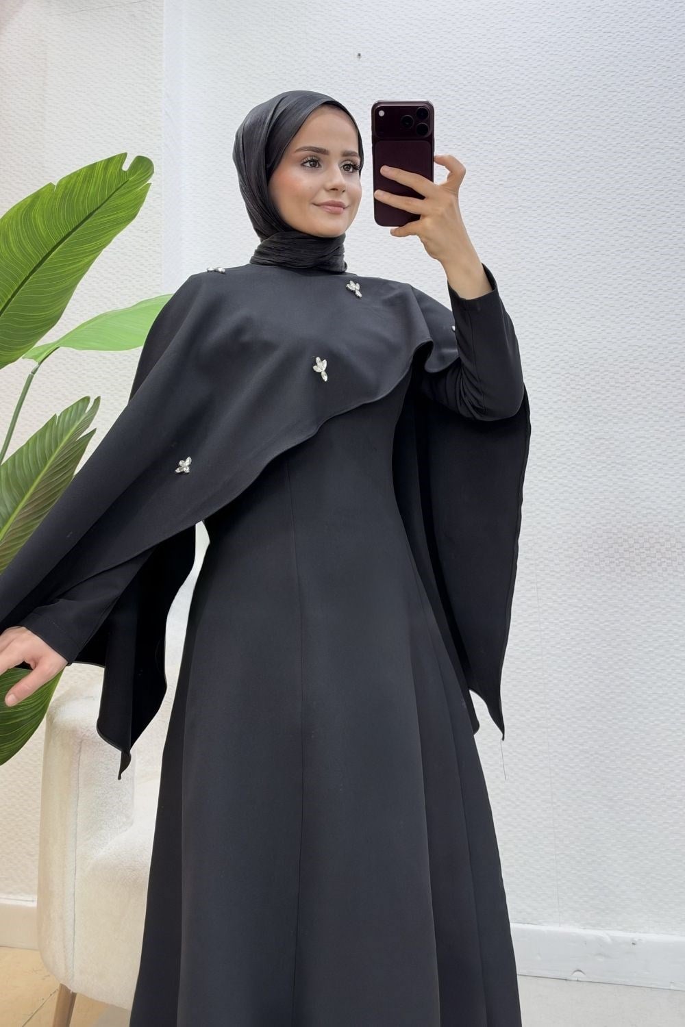 Şehnaz Şallı Abiye Siyah 10085 