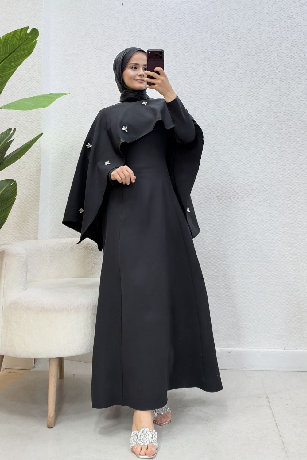 Şehnaz Şallı Abiye Siyah 10085 