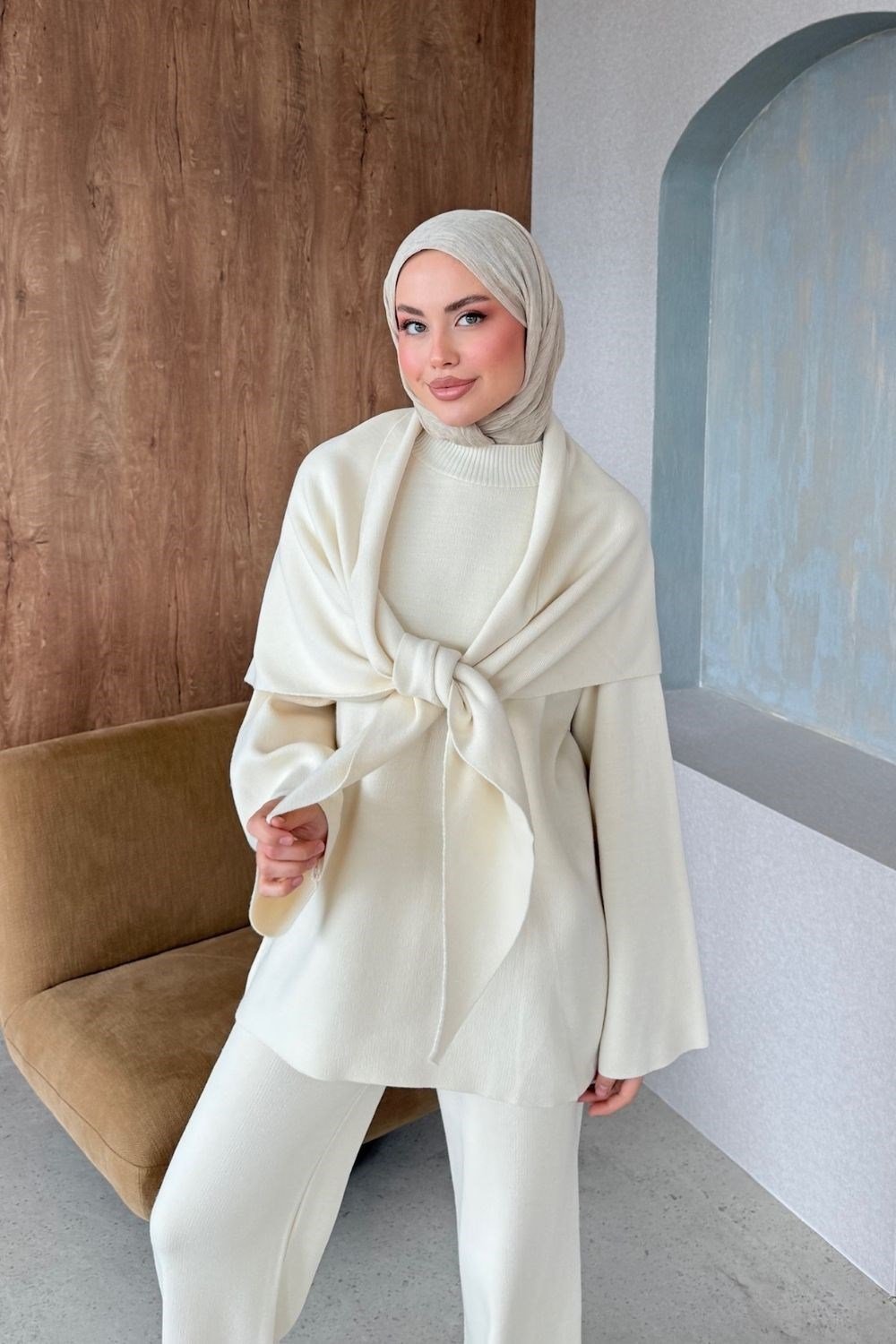 Karmen Triko Takım Krem 10088 