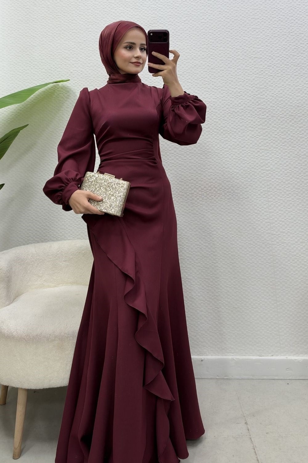 Nadide Abiye Bordo 10090 