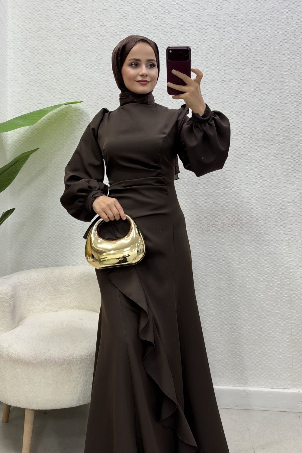 Nadide Abiye Kahverengi 10090 