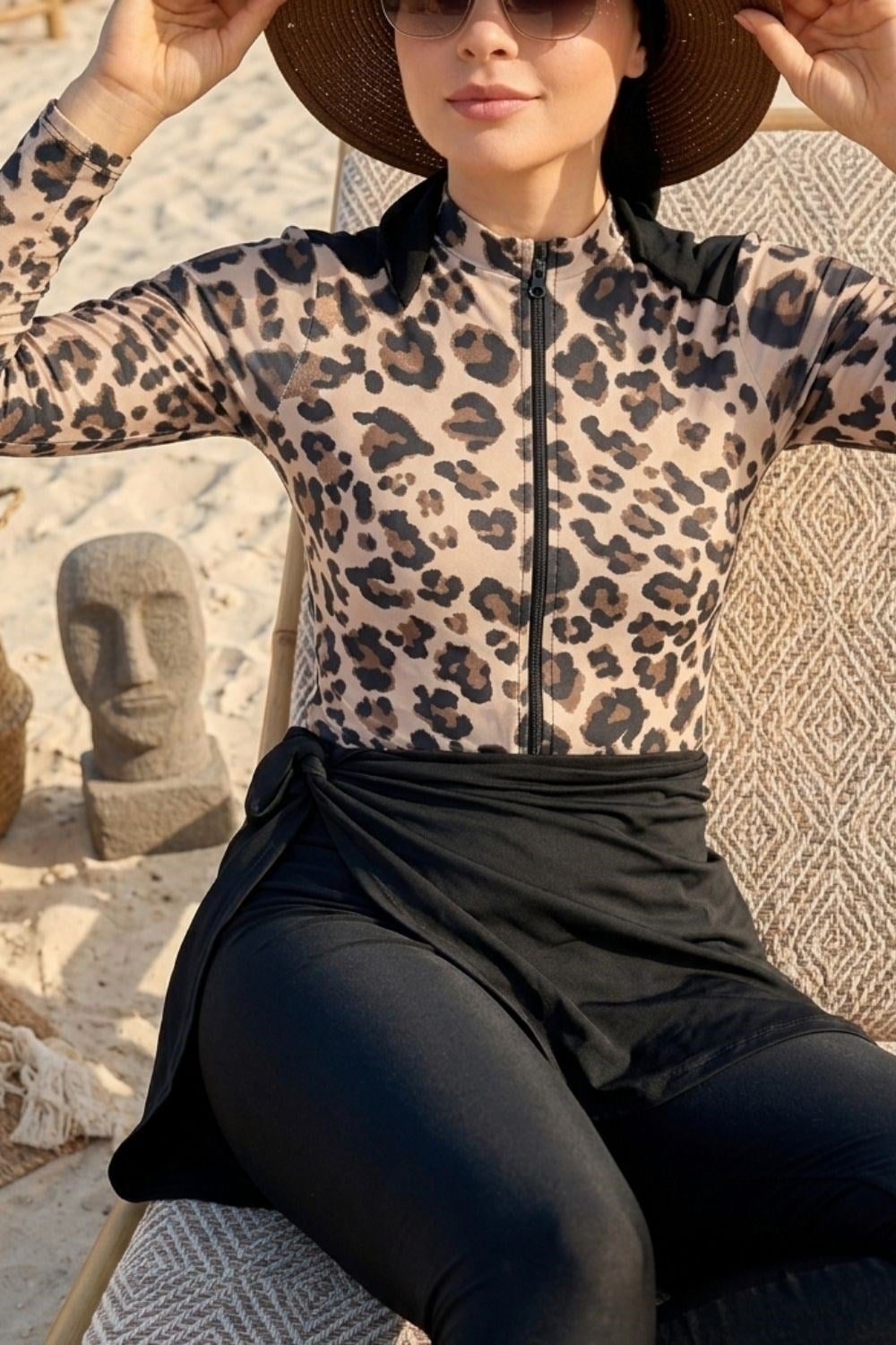 Mayolu 3Lü Tesettür Mayo Takım Leopar 10122 