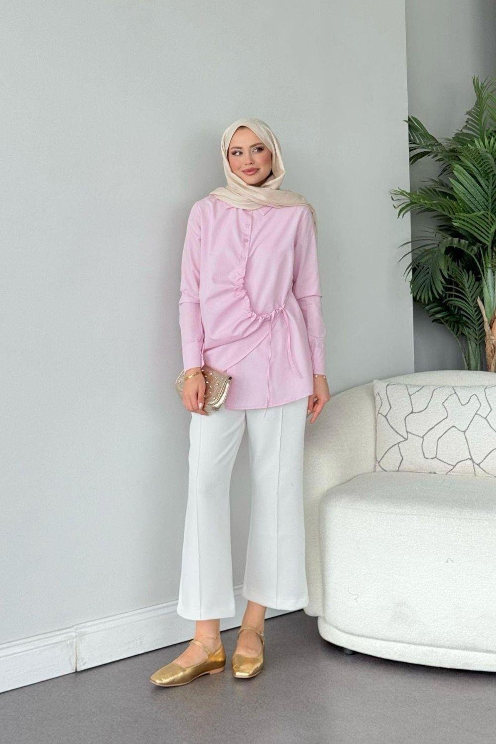 Yüsra Gömlek Pembe 10133 