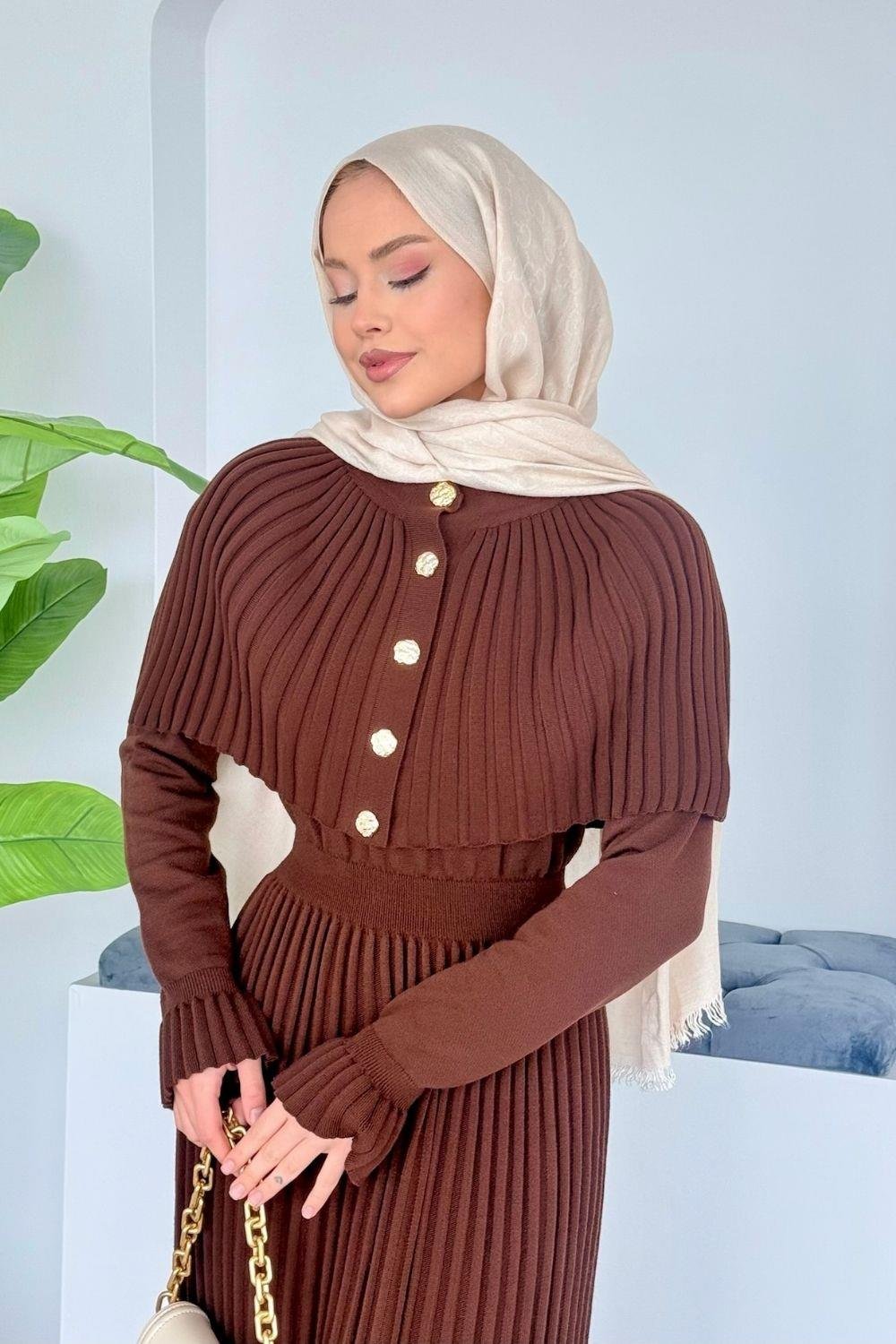 Kelebek Piliseli Etekli Takım Kahverengi 10200 