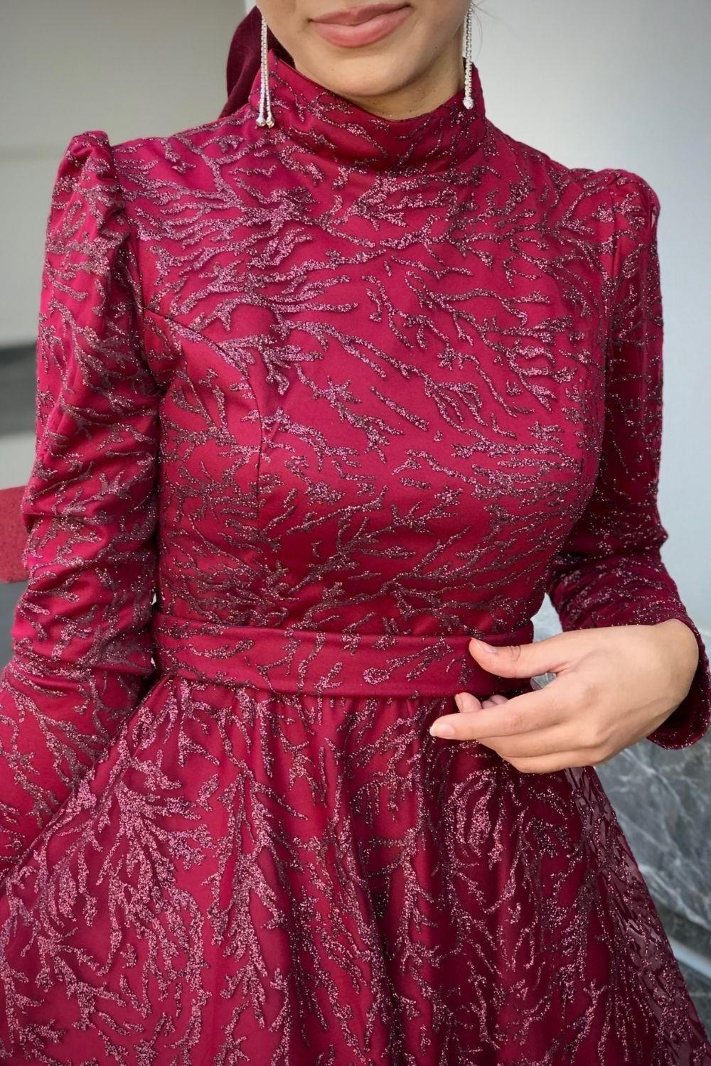 Anatolya Simli Abiye Bordo 10750 