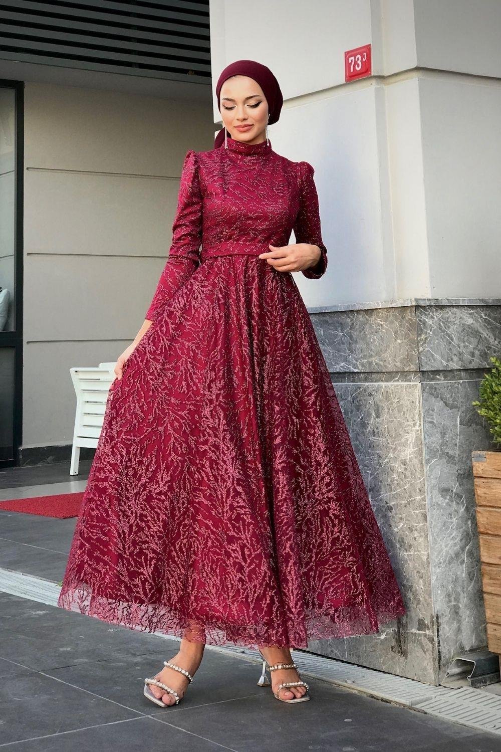 Anatolya Simli Abiye Bordo 10750 