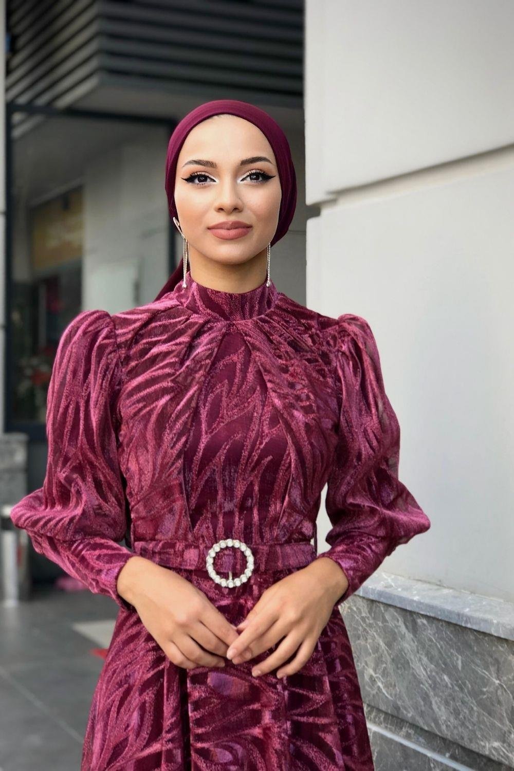 Lisa Simli Abiye Fuşya 1078 