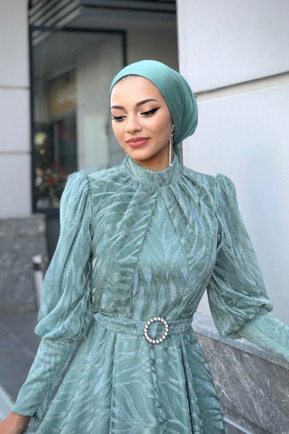 Lisa Simli Abiye Mint 1078 