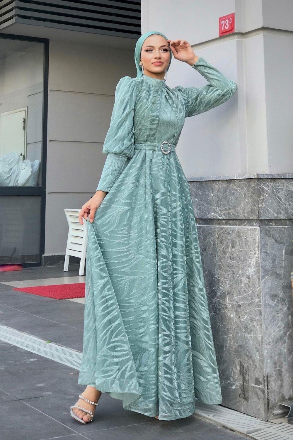 Lisa Simli Abiye Mint 1078 