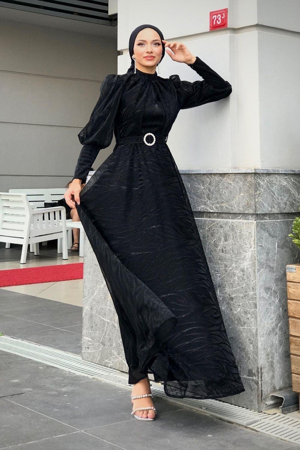 Lisa Simli Abiye Siyah 1078 