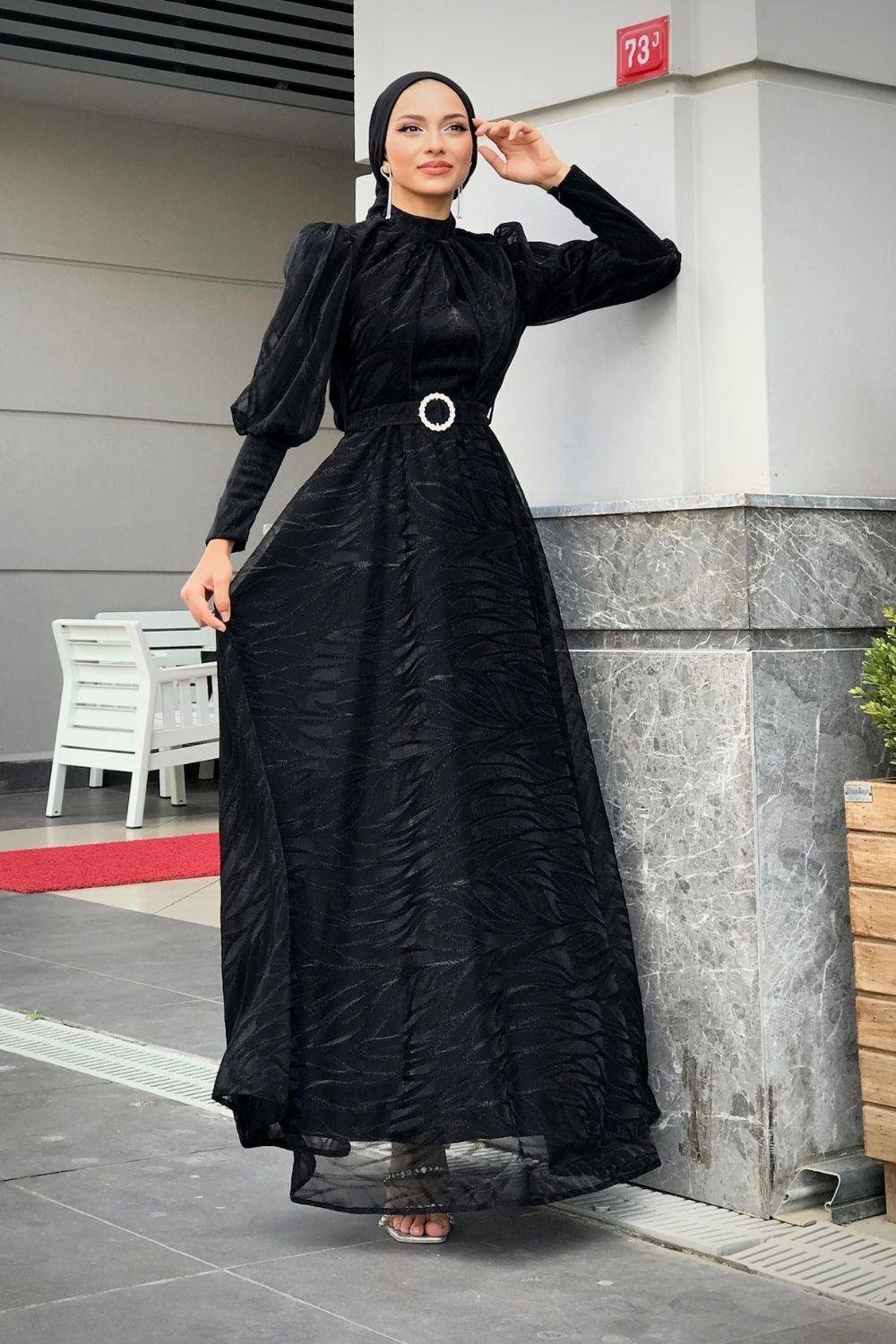 Lisa Simli Abiye Siyah 1078 