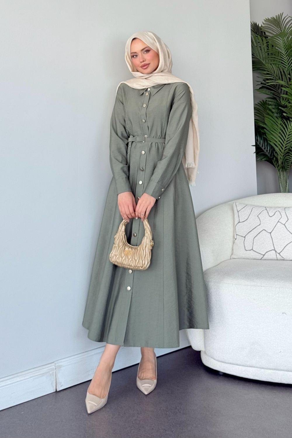 Dalyan Kemerli Elbise Haki 1144 