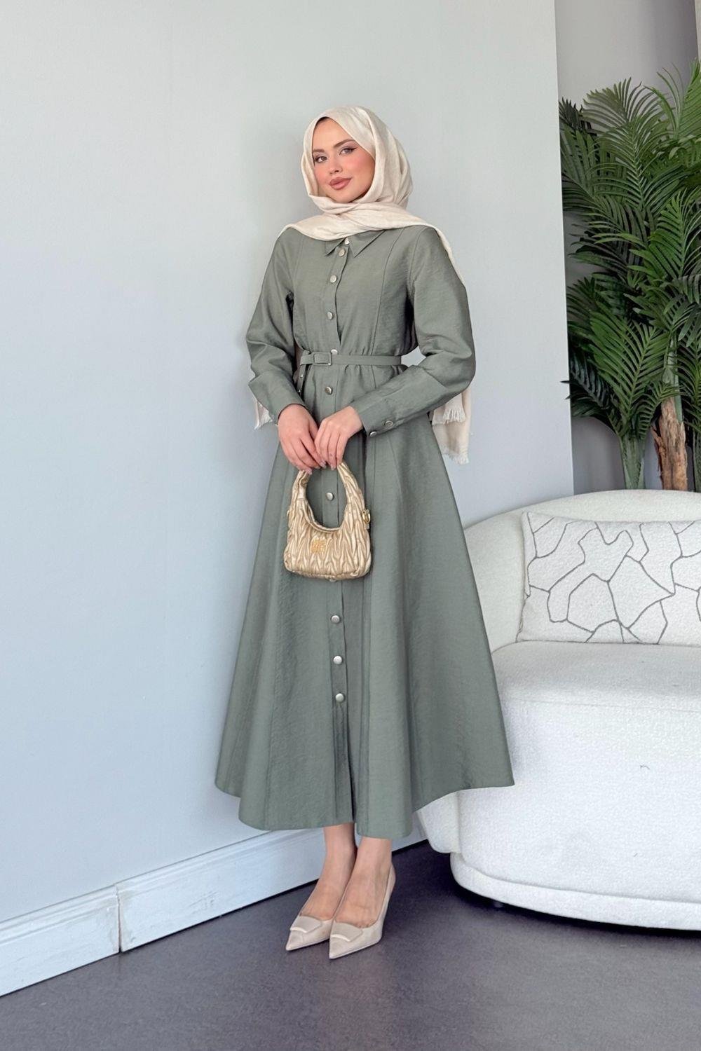 Dalyan Kemerli Elbise Haki 1144 