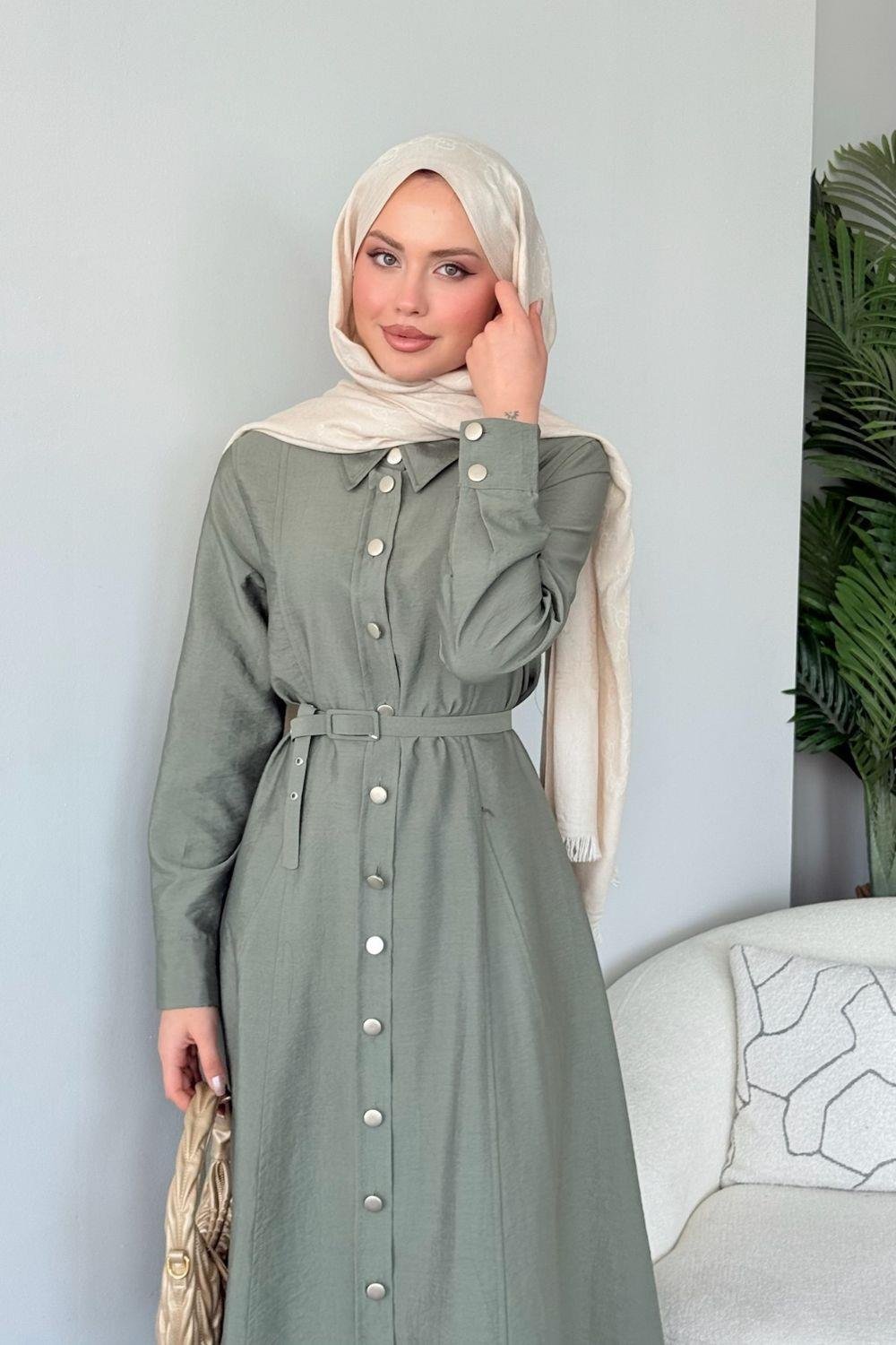 Dalyan Kemerli Elbise Haki 1144 