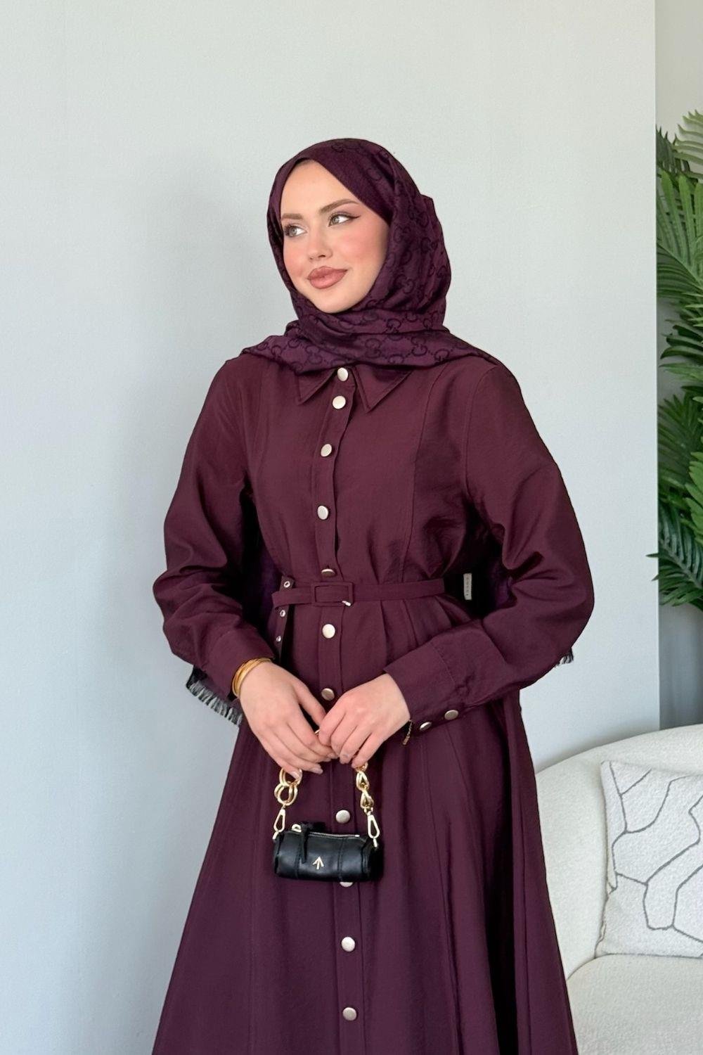 Dalyan Kemerli Elbise Mürdüm 1144 