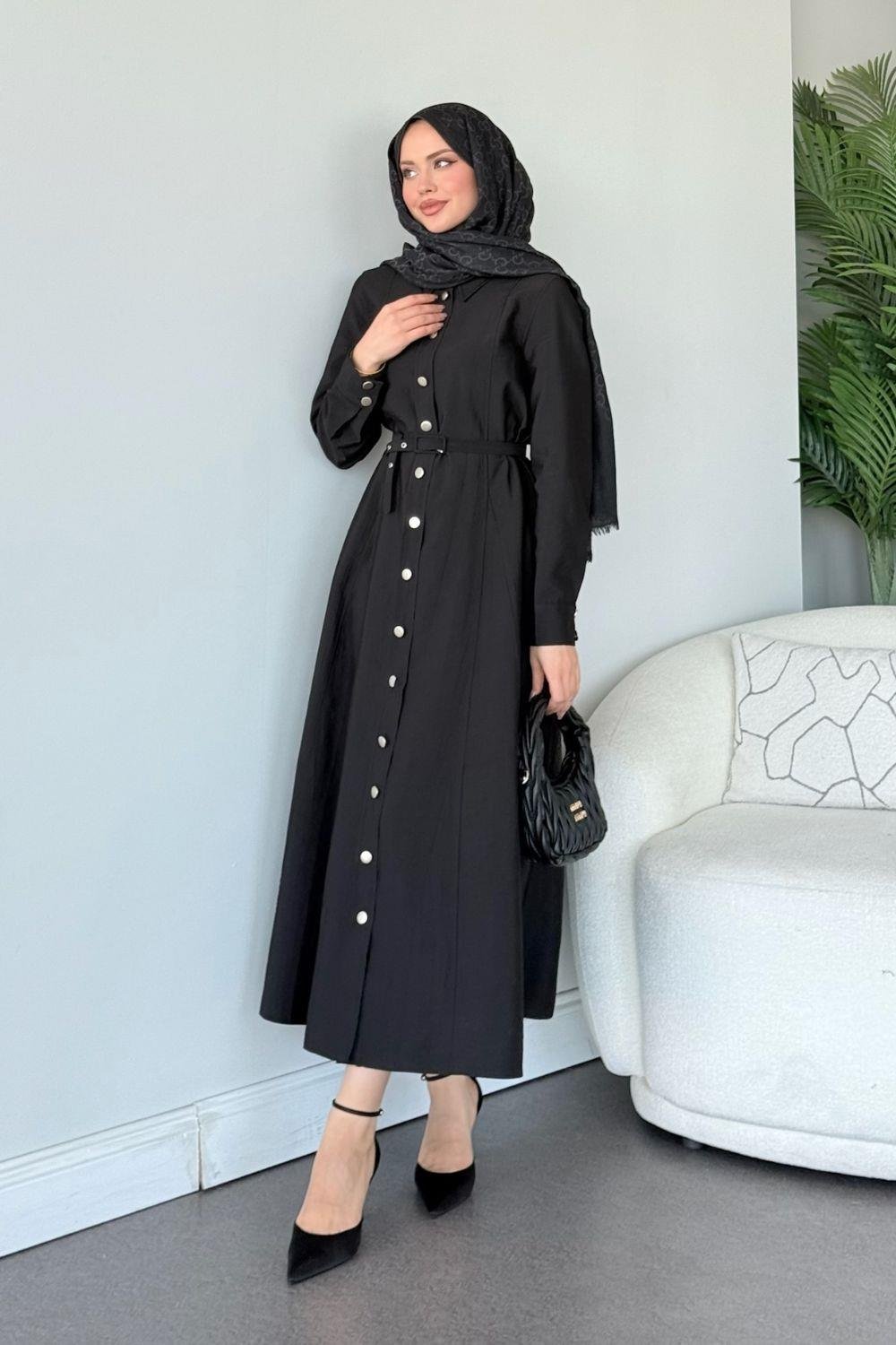 Dalyan Kemerli Elbise Siyah 1144 