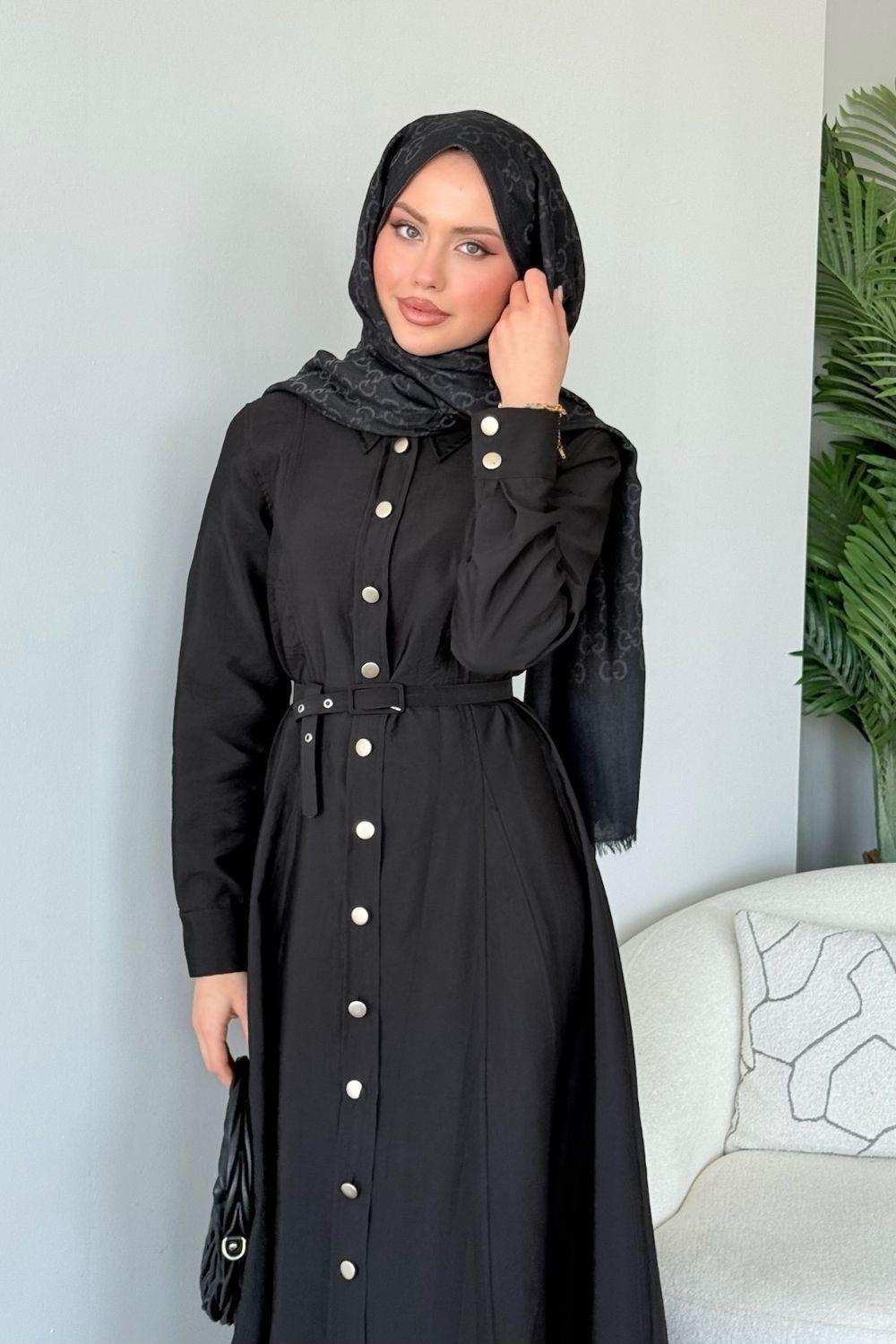 Dalyan Kemerli Elbise Siyah 1144 