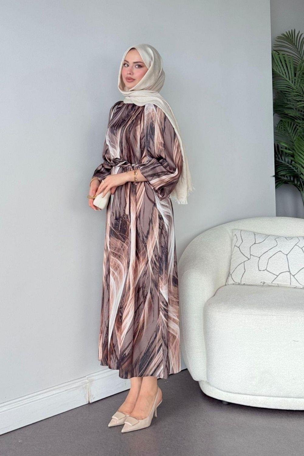 Gamzem Elbise Kahverengi 1145 