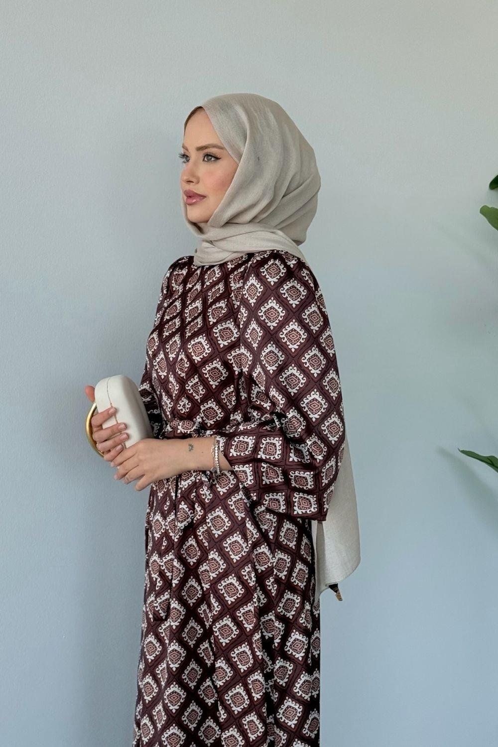 Hanımeli Elbise Kahverengi 1149 