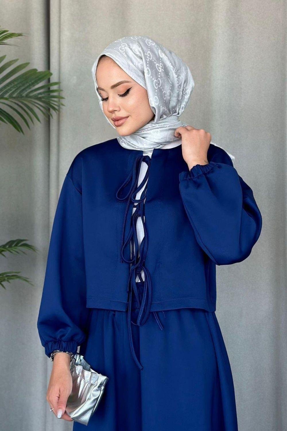 Bella Bağcıklı Etekli Scuba Takım Lacivert 11900 