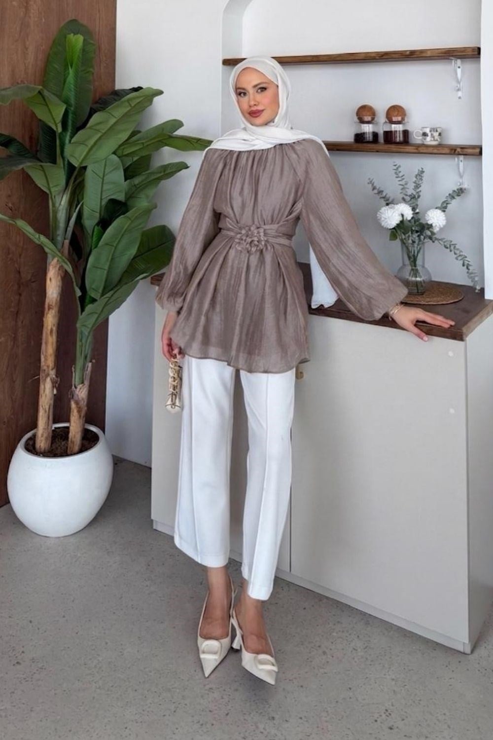 Hesna Balon Kol Tunik Vizon 1207 
