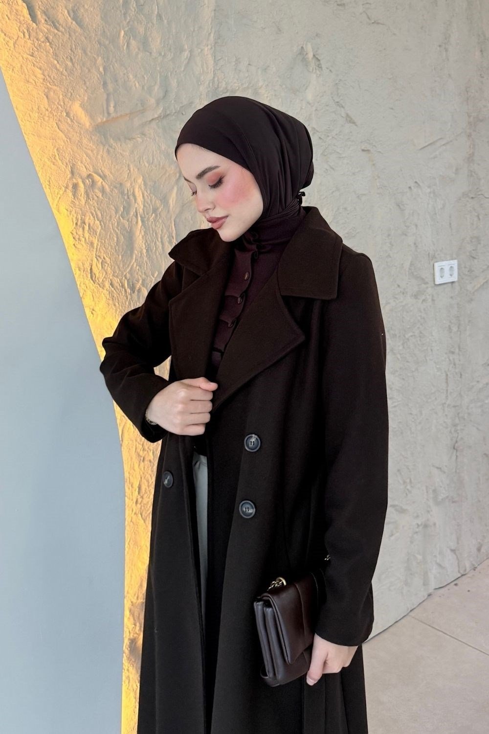 Düşes Kaşe Kaban Kahverengi 12320 
