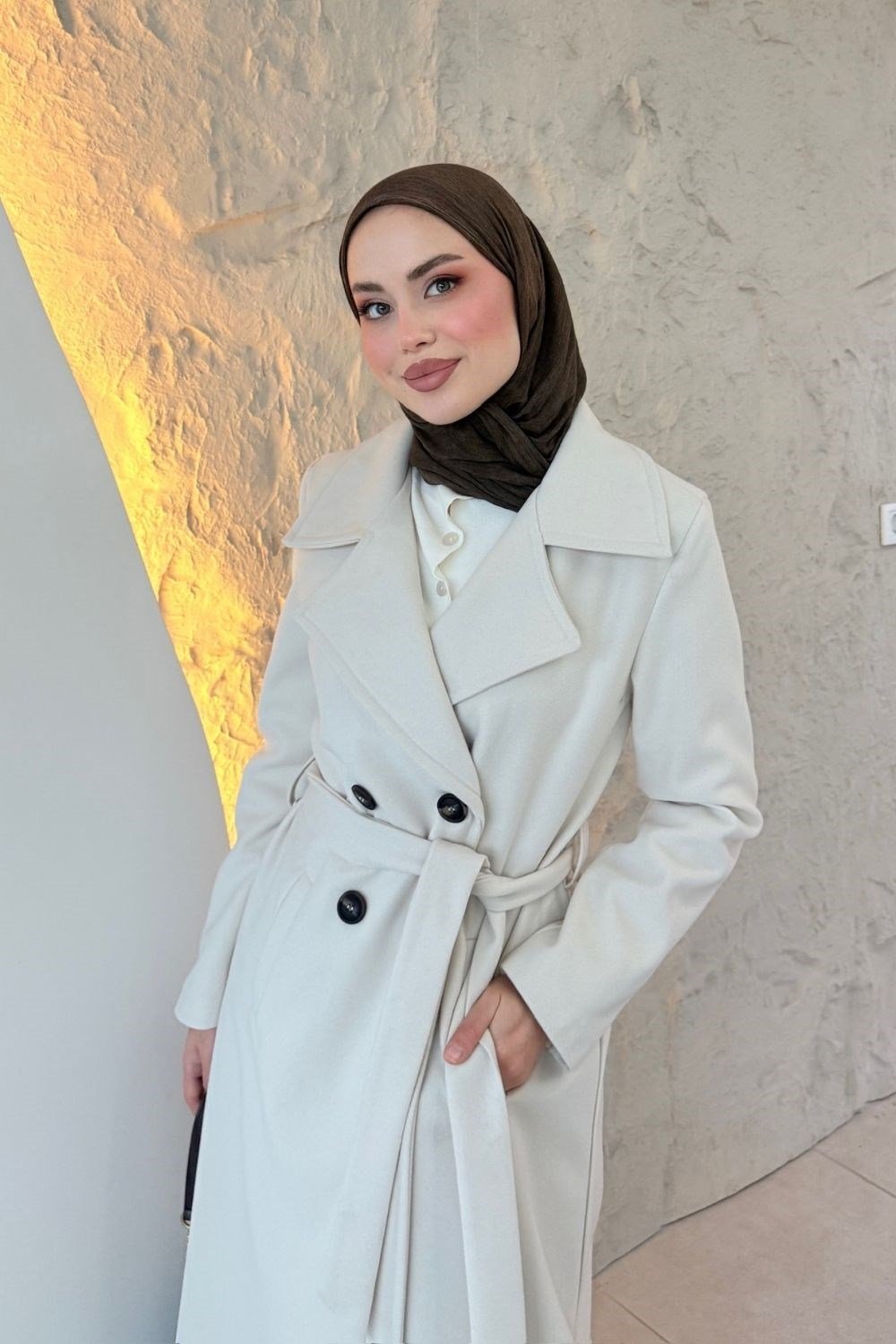Düşes Kaşe Kaban Krem 12320 