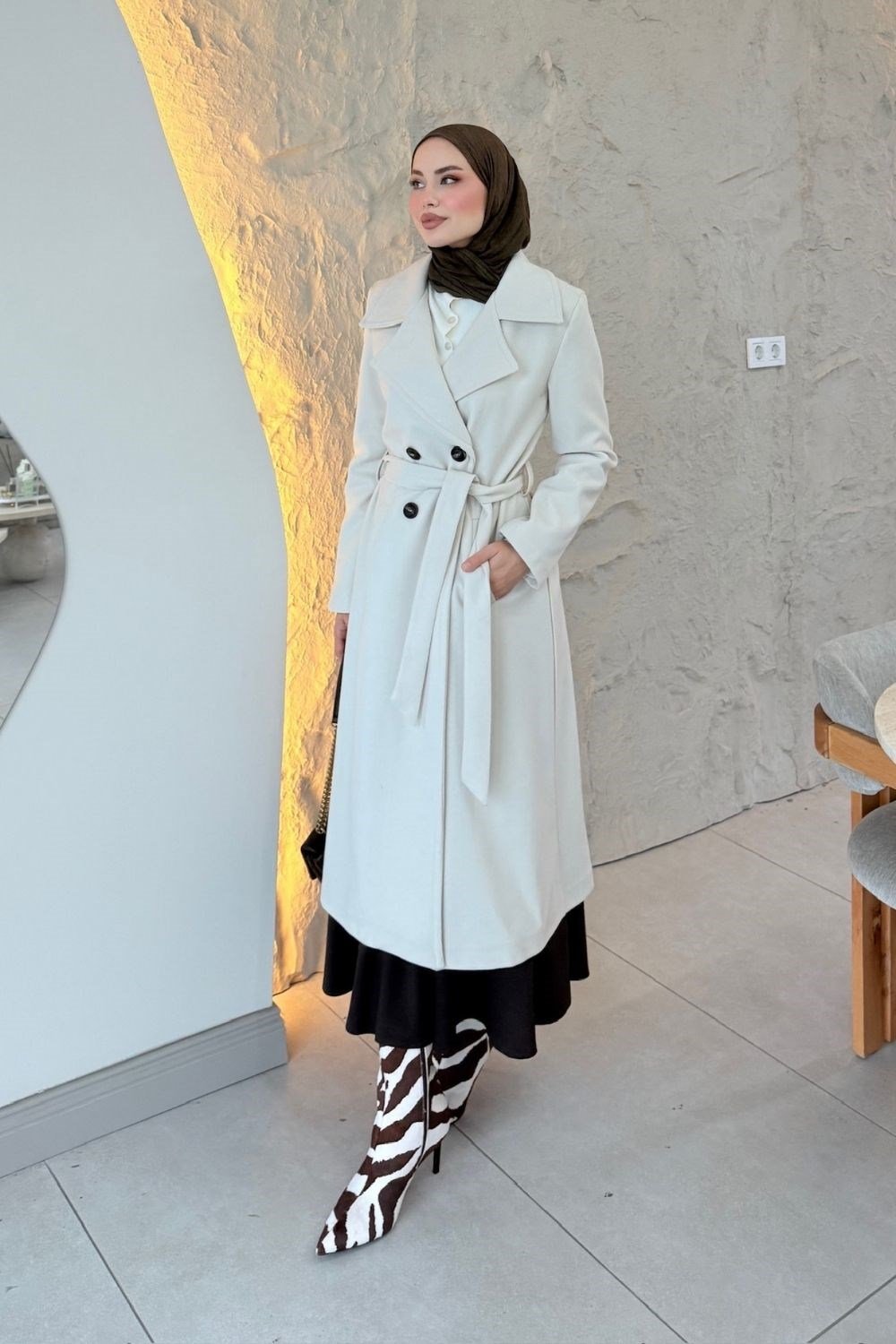 Düşes Kaşe Kaban Krem 12320 