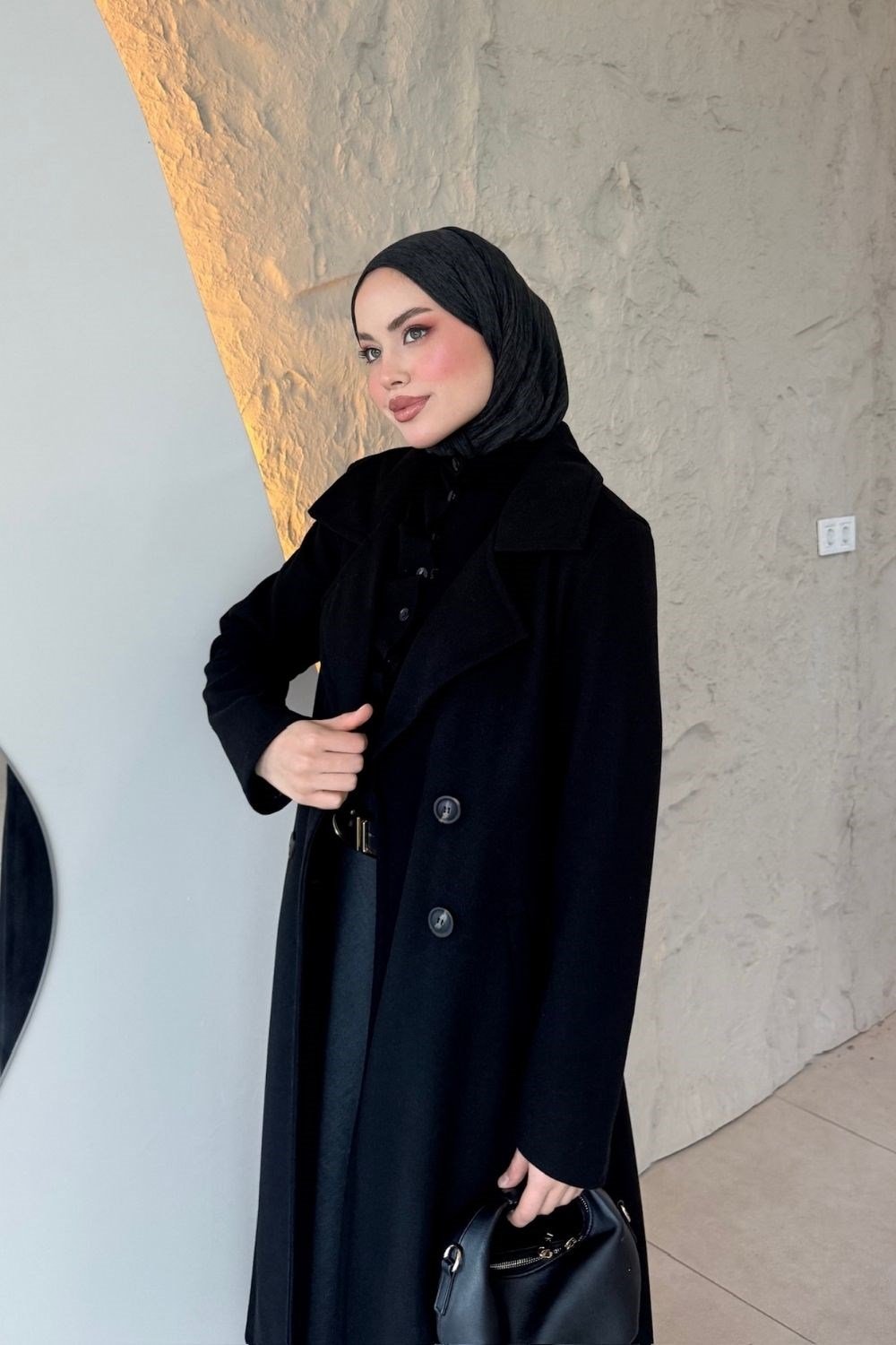 Düşes Kaşe Kaban Siyah 12320 