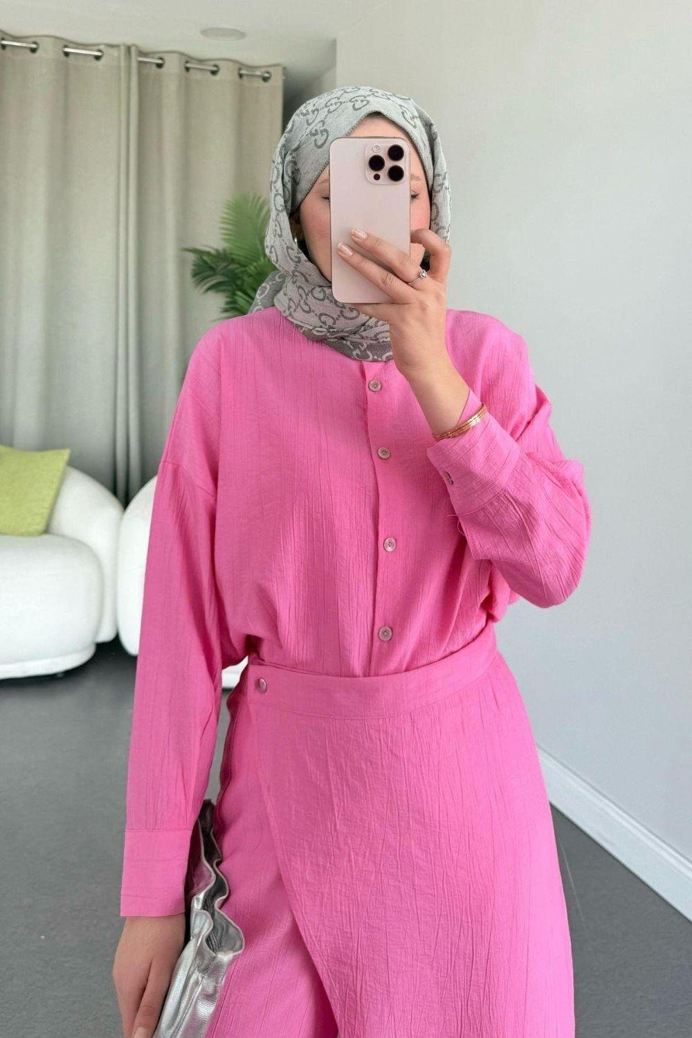 Seray Pelerinli Takım Pembe 1290 