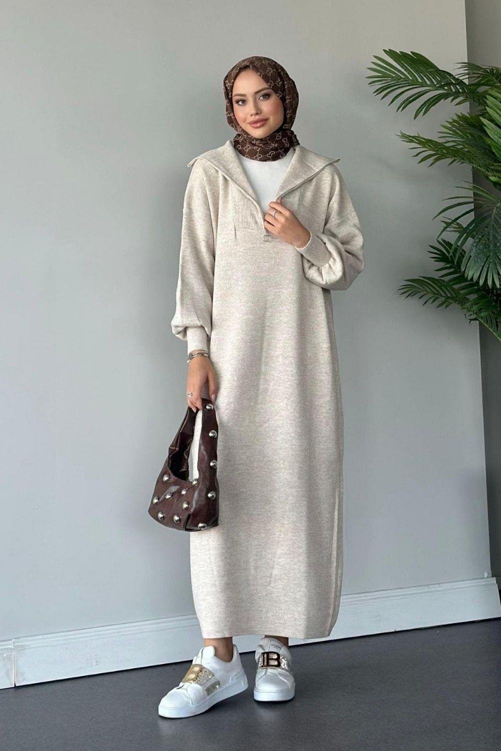 Nergis Triko Elbise Ekru 129999 