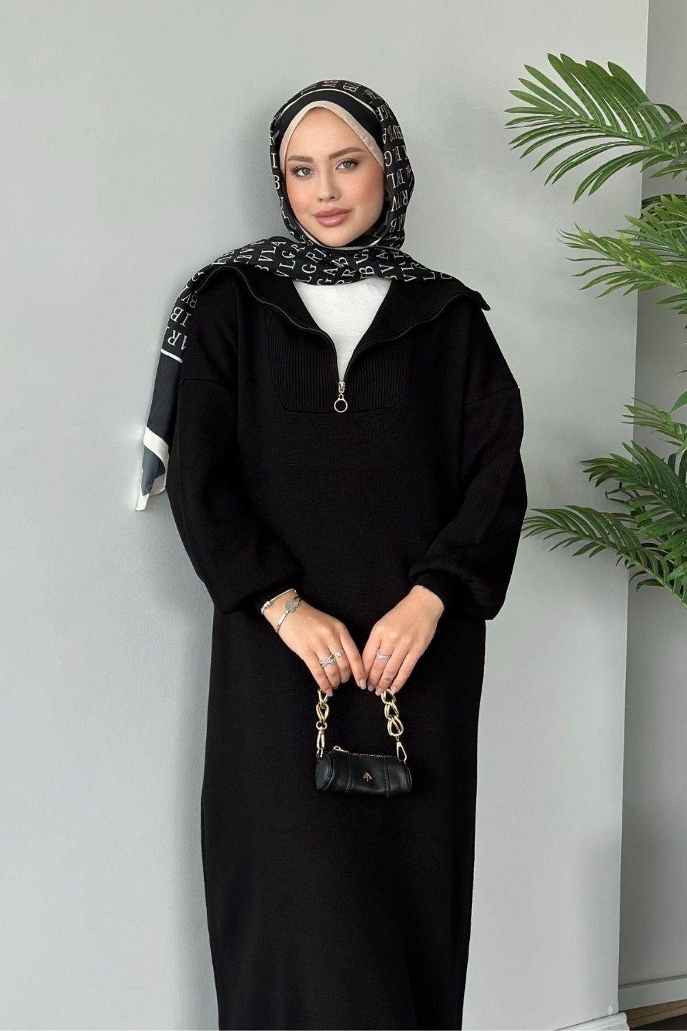 Nergis Triko Elbise Siyah 129999 