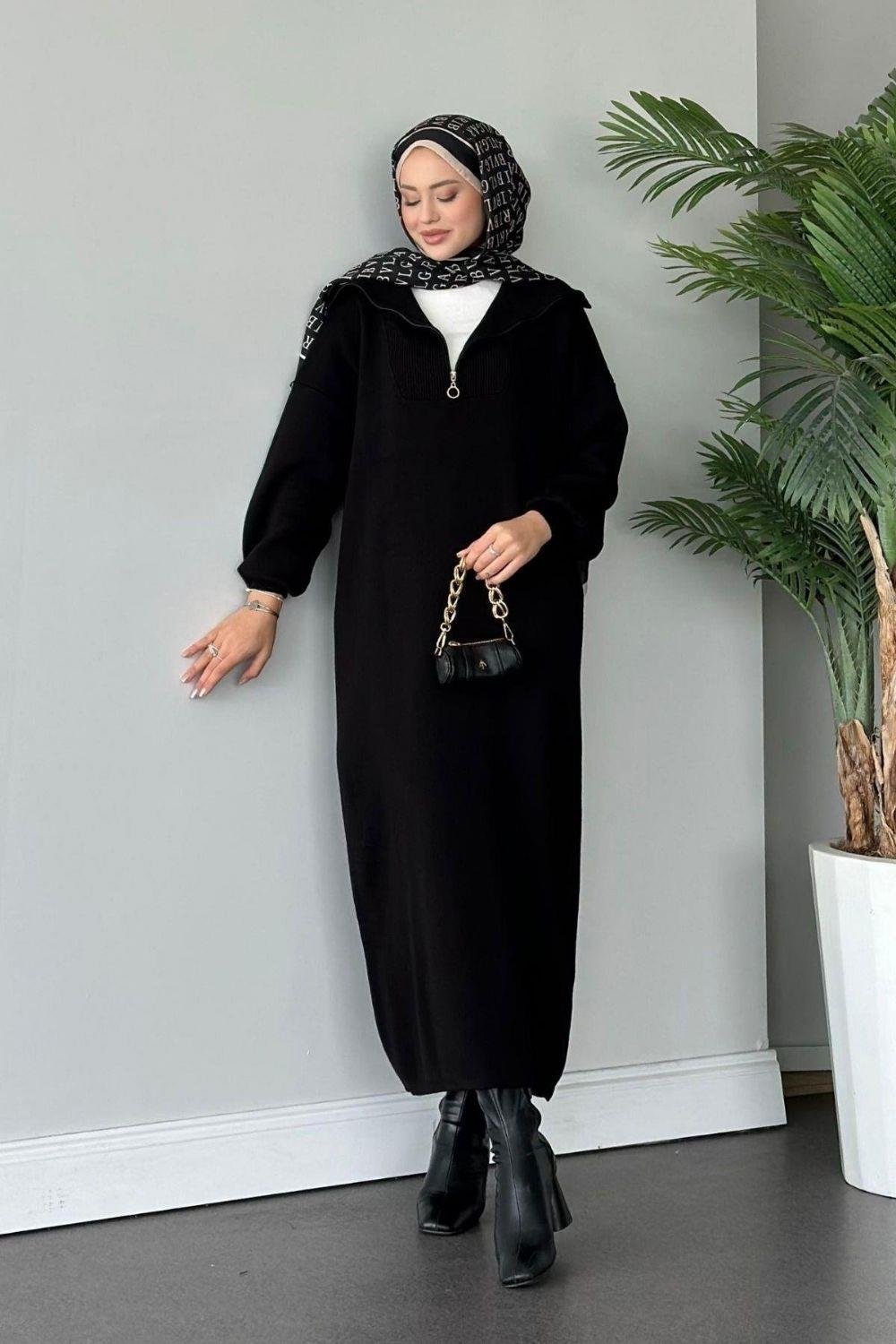 Nergis Triko Elbise Siyah 129999 