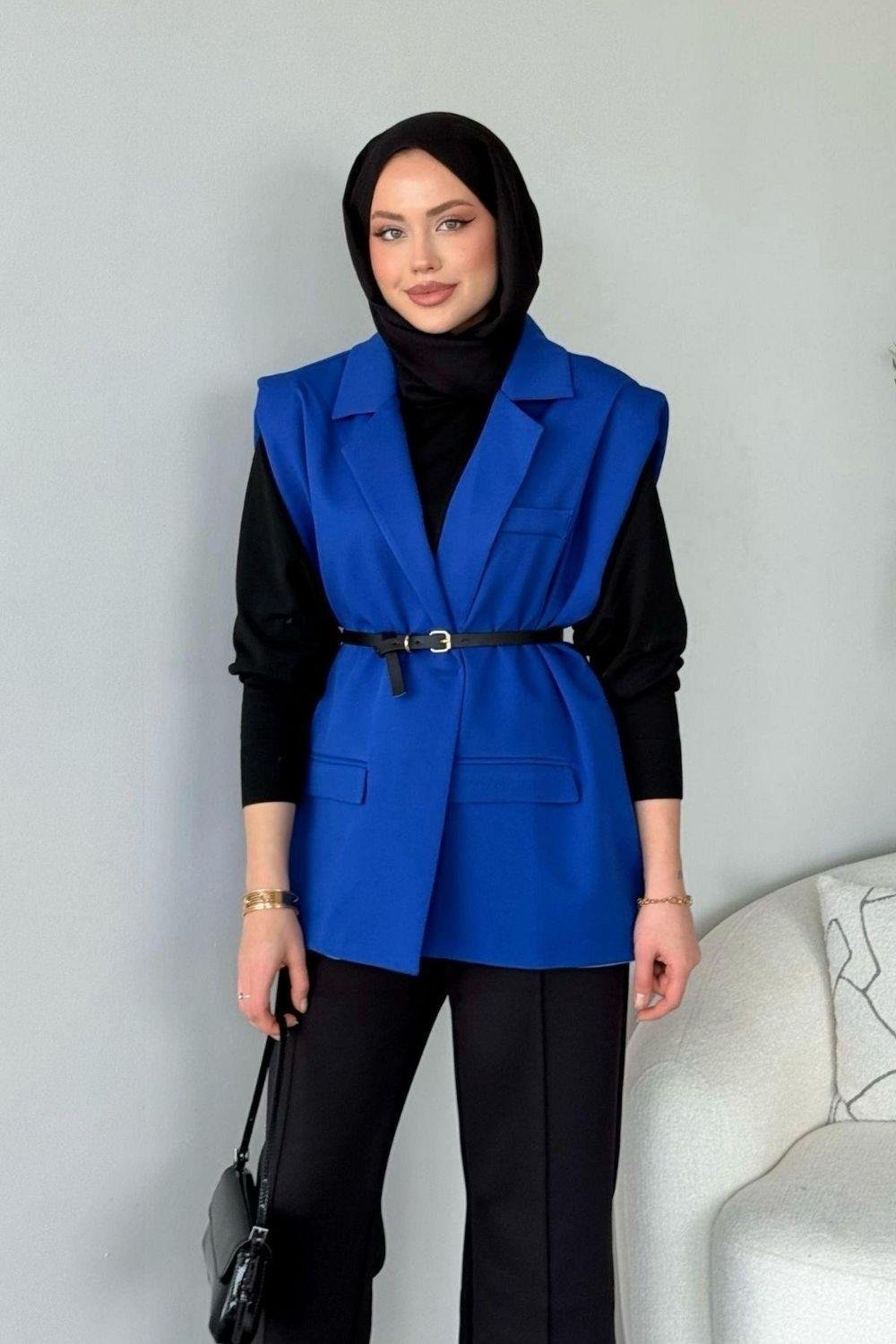 Kemerli Blazer Ceket Saks 13000 