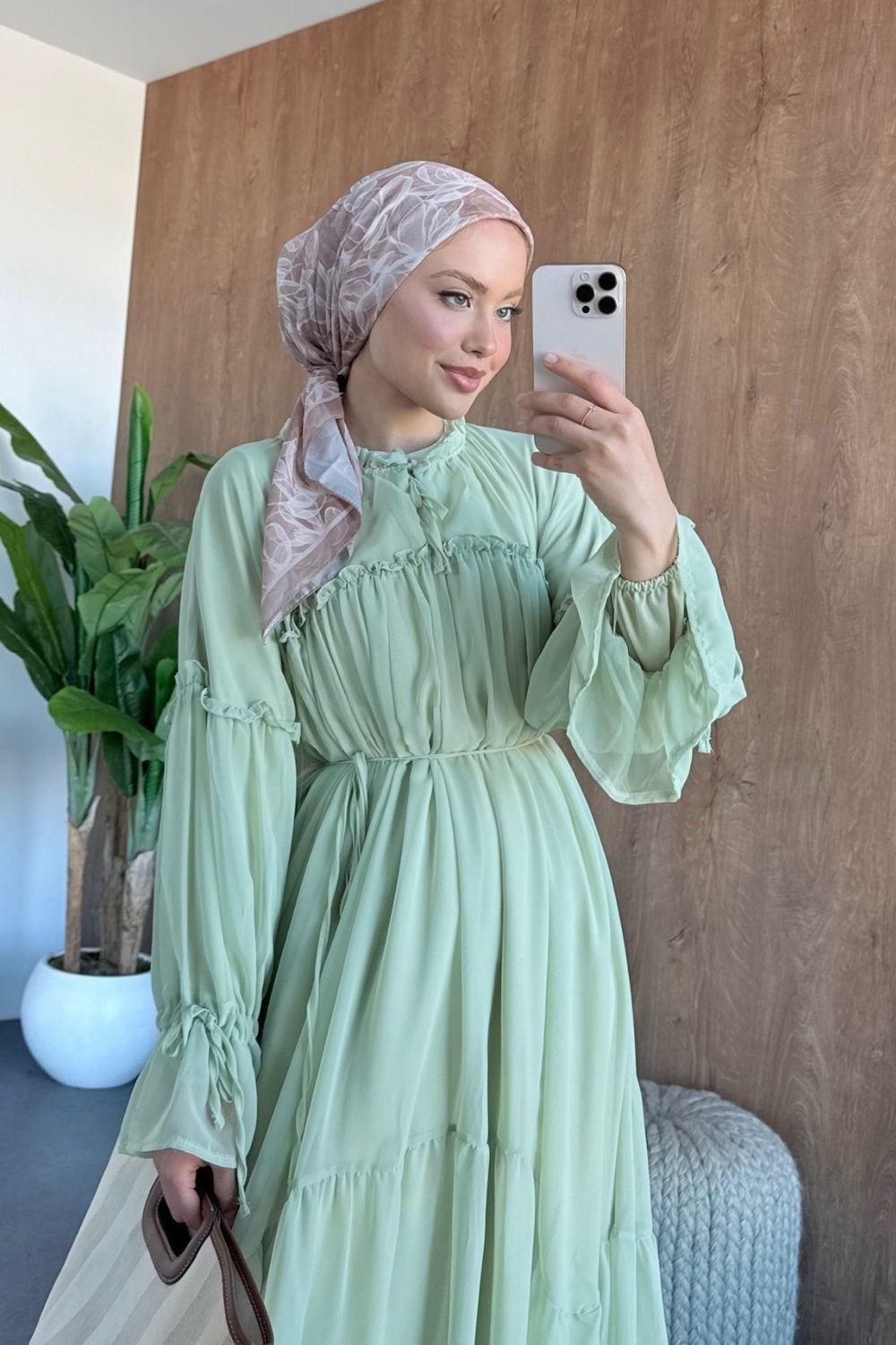 Şifon Elbise Mint 1308 