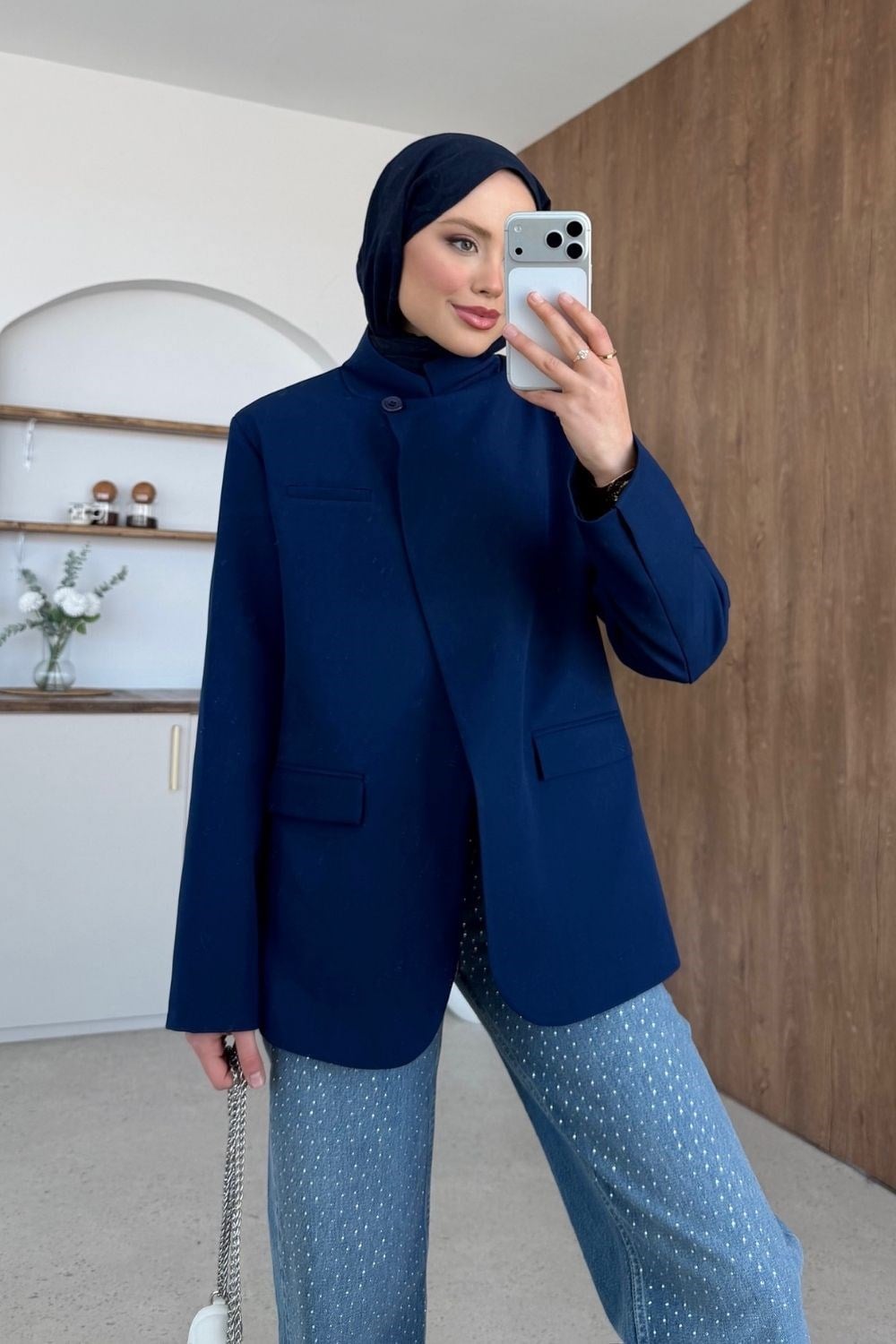 Diva Tek Düğmeli Ceket Lacivert 1309 