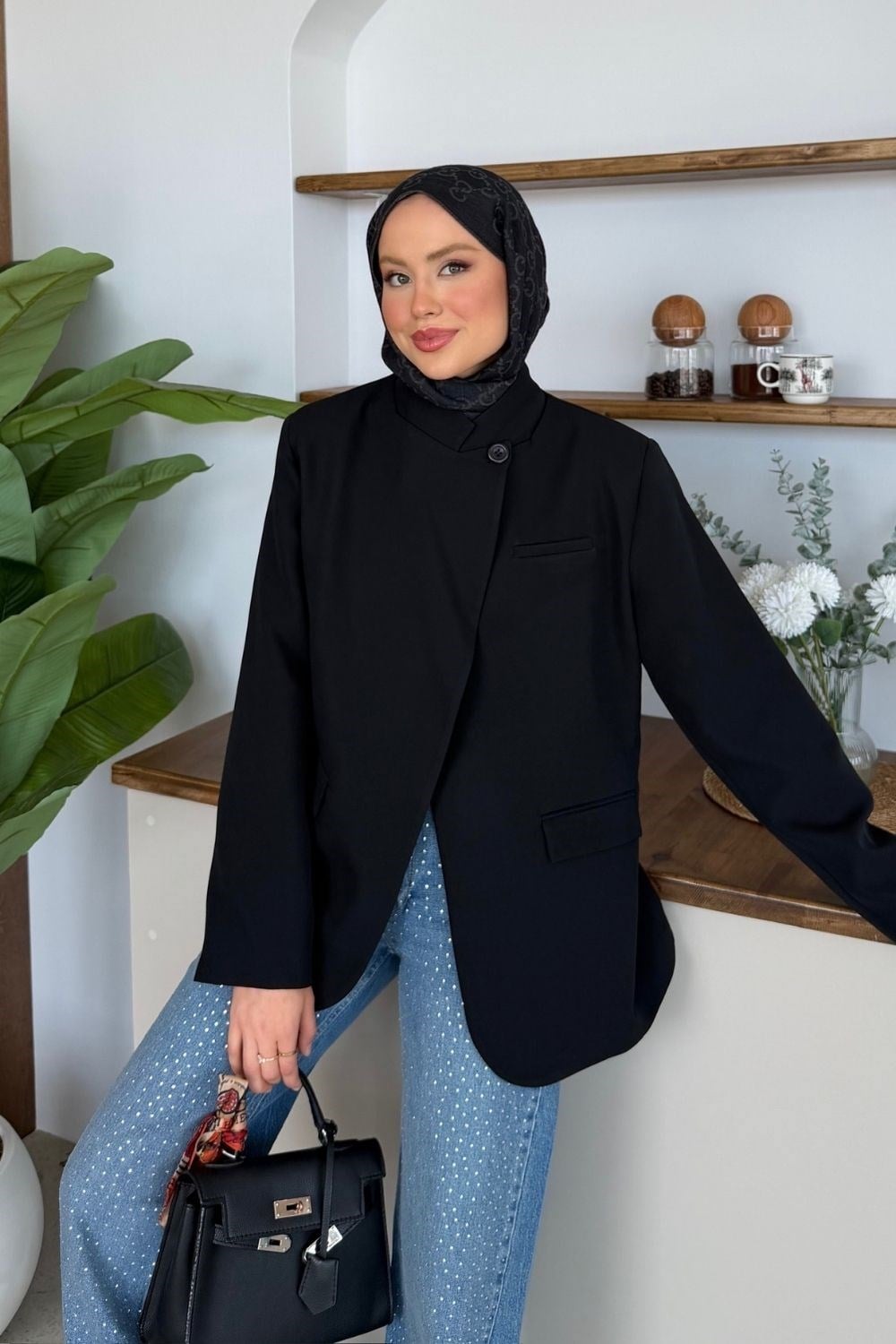 Diva Tek Düğmeli Ceket Siyah 1309 